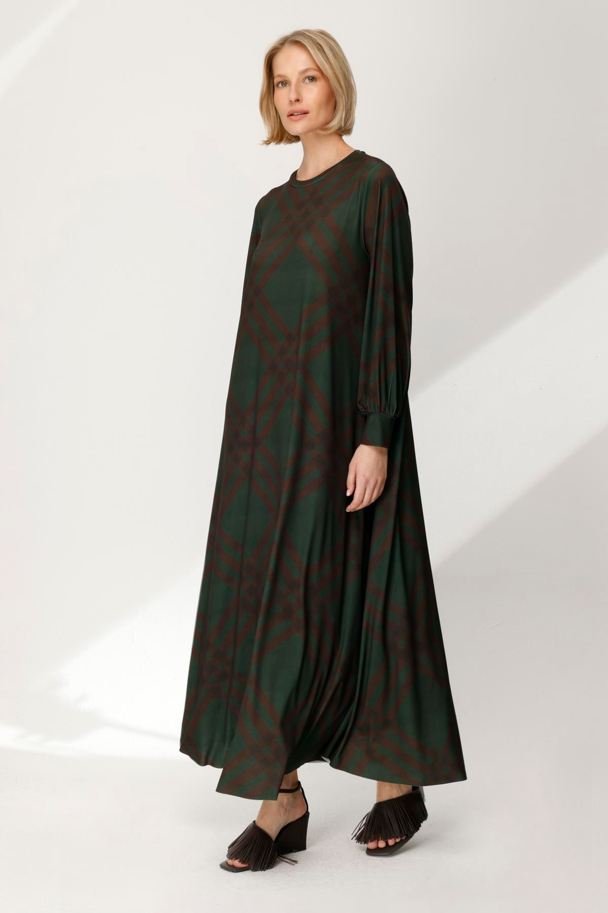 JARSE VEREV EKOSE DESENLİ AFORM ELBİSE