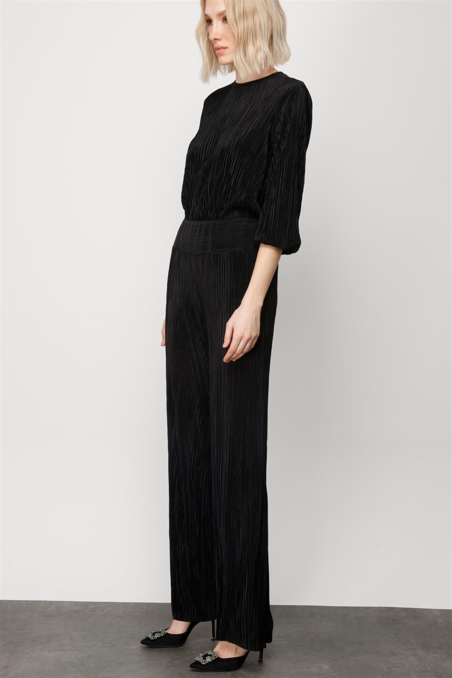 KENDİNDEN KRAŞLI BOL PAÇA PANTOLON