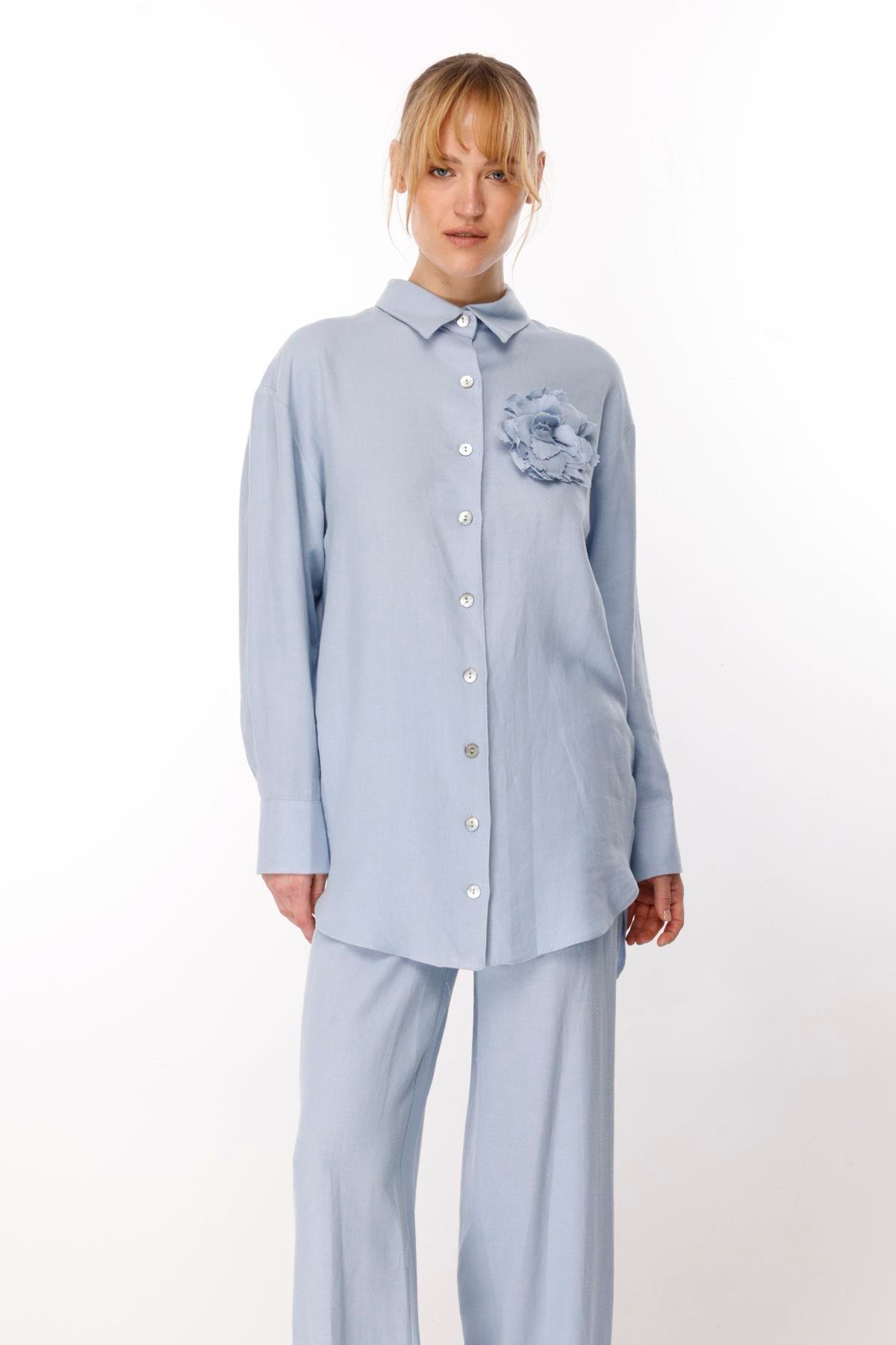 KETEN ARKASI LASTİKLİ YANDAN CEPLİ BOL PAÇA PANTOLON