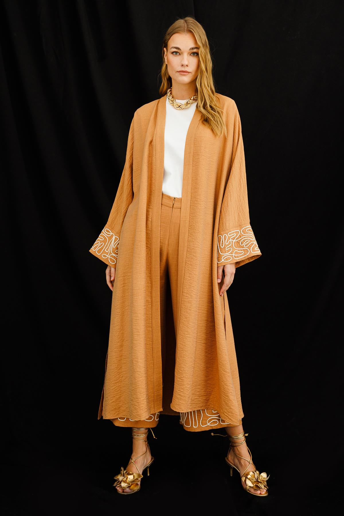 KETEN VİSCON SÜZENELİ KİMONO