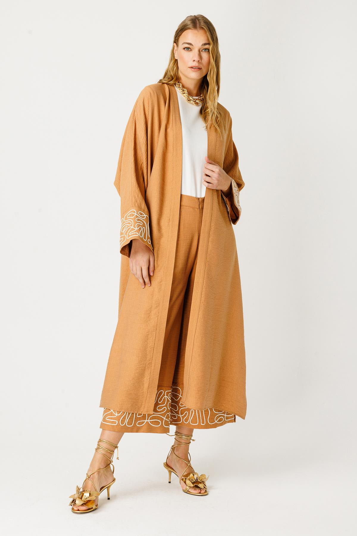 KETEN VİSCON SÜZENELİ KİMONO