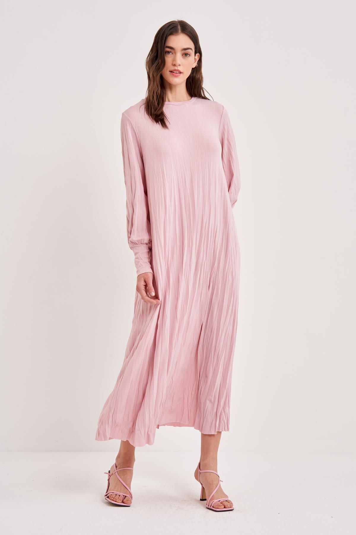 KREP BOYUNA CRUSHLI A FORM ELBİSE