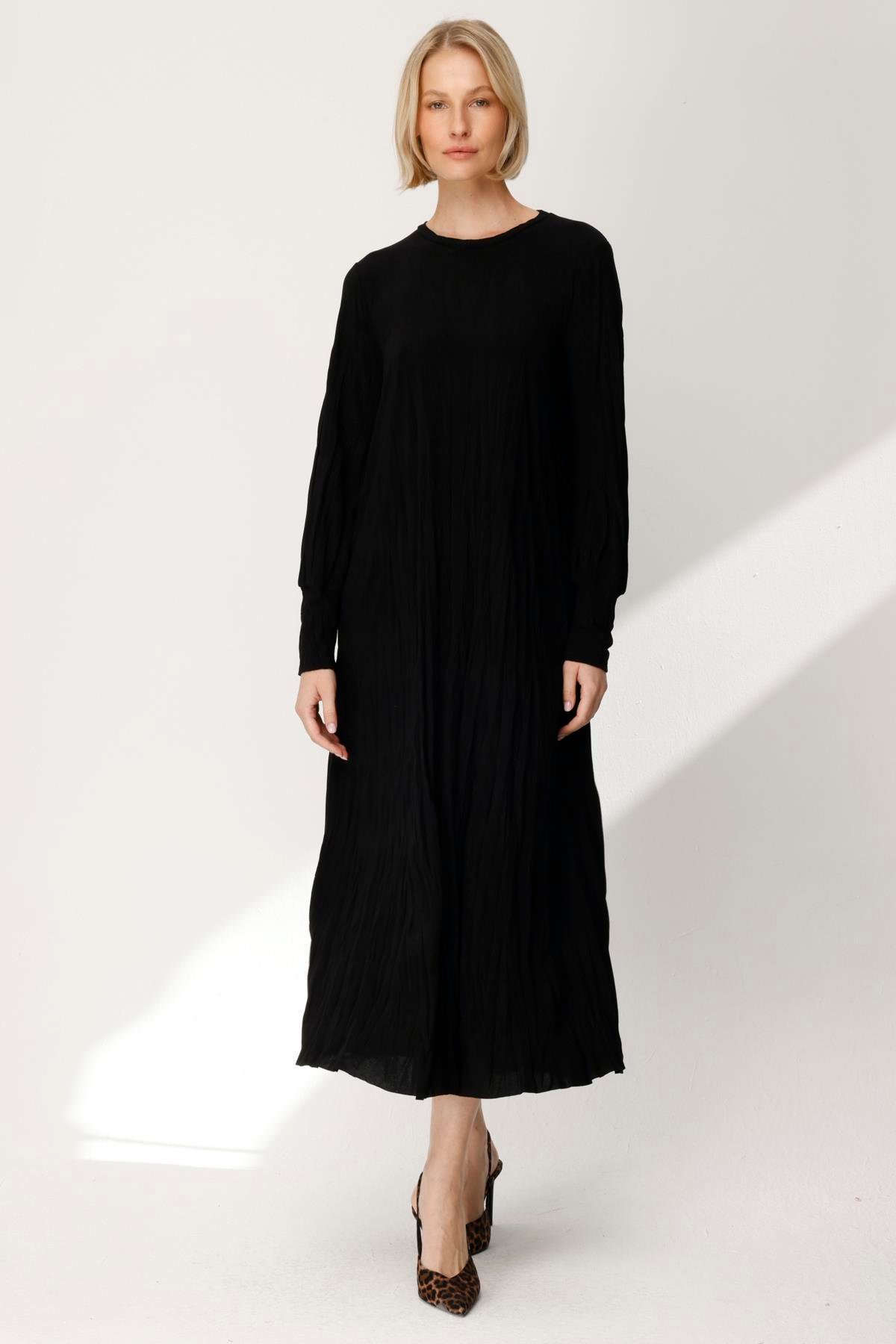 KREP BOYUNA CRUSHLI A FORM ELBİSE