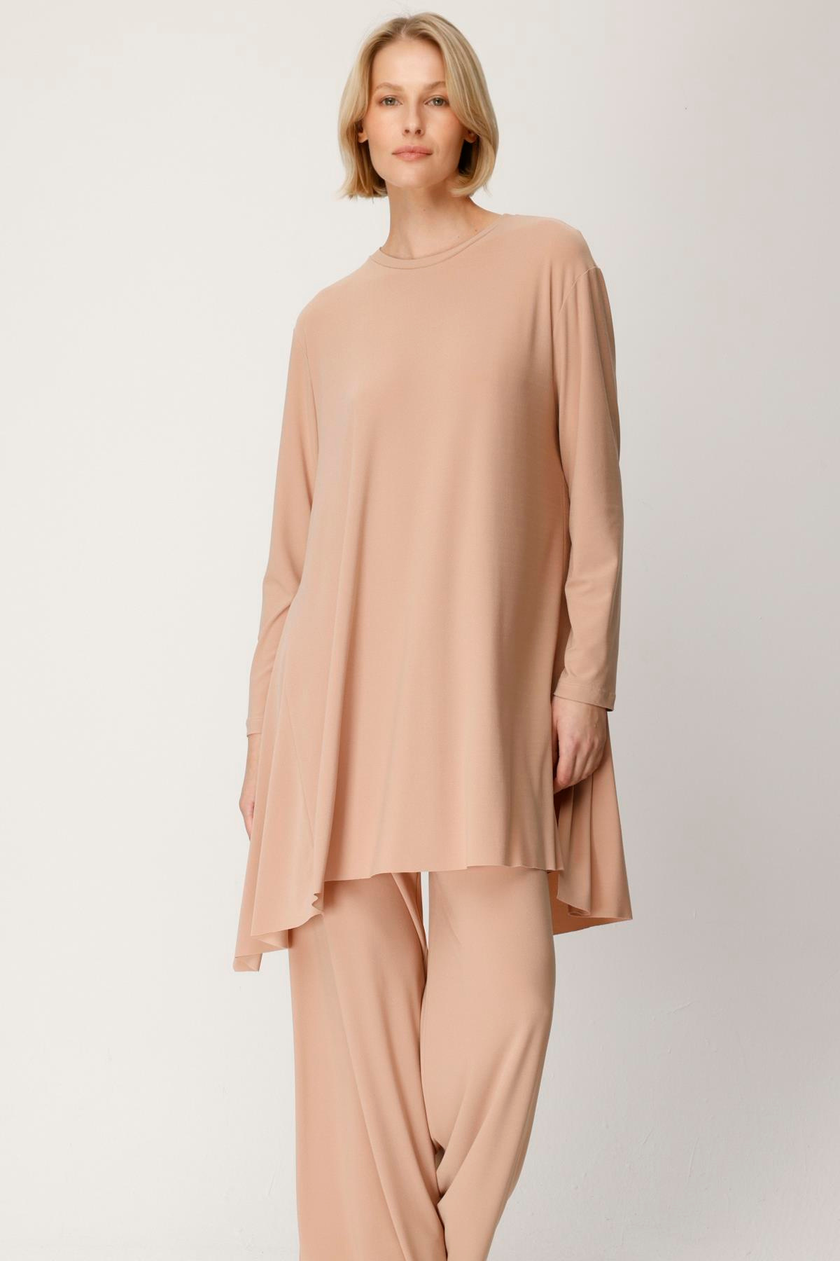 KREP JARSE ARKASI YIRTMAÇLI BLUZ