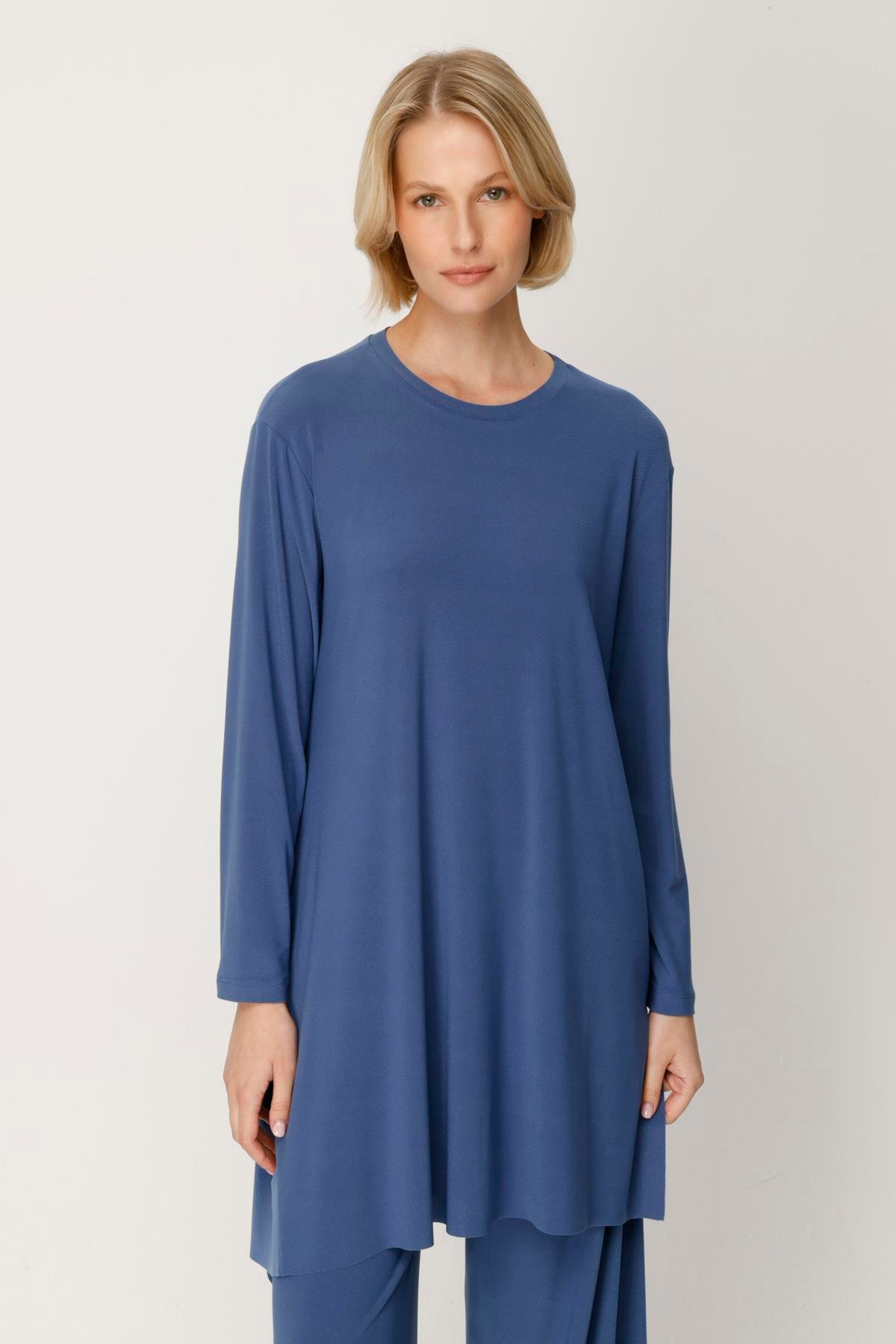 KREP JARSE ARKASI YIRTMAÇLI BLUZ