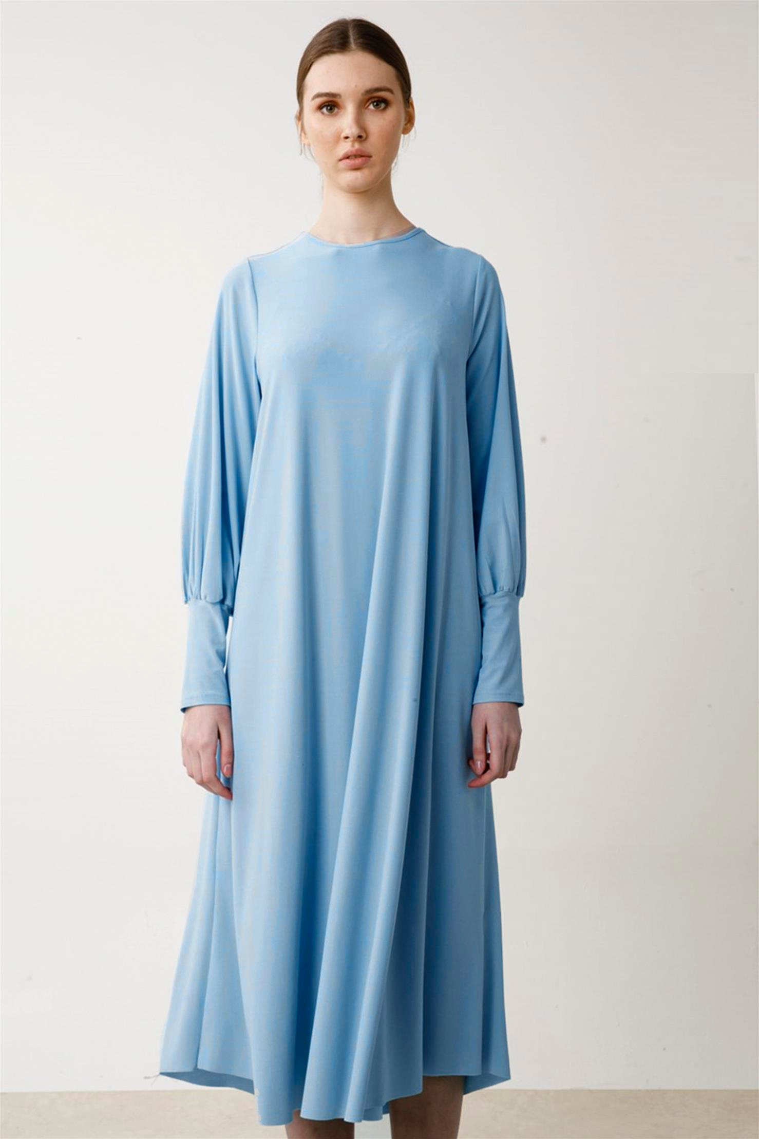 KREP JARSE KOLLARI MANŞETLİ A FORM ELBİSE