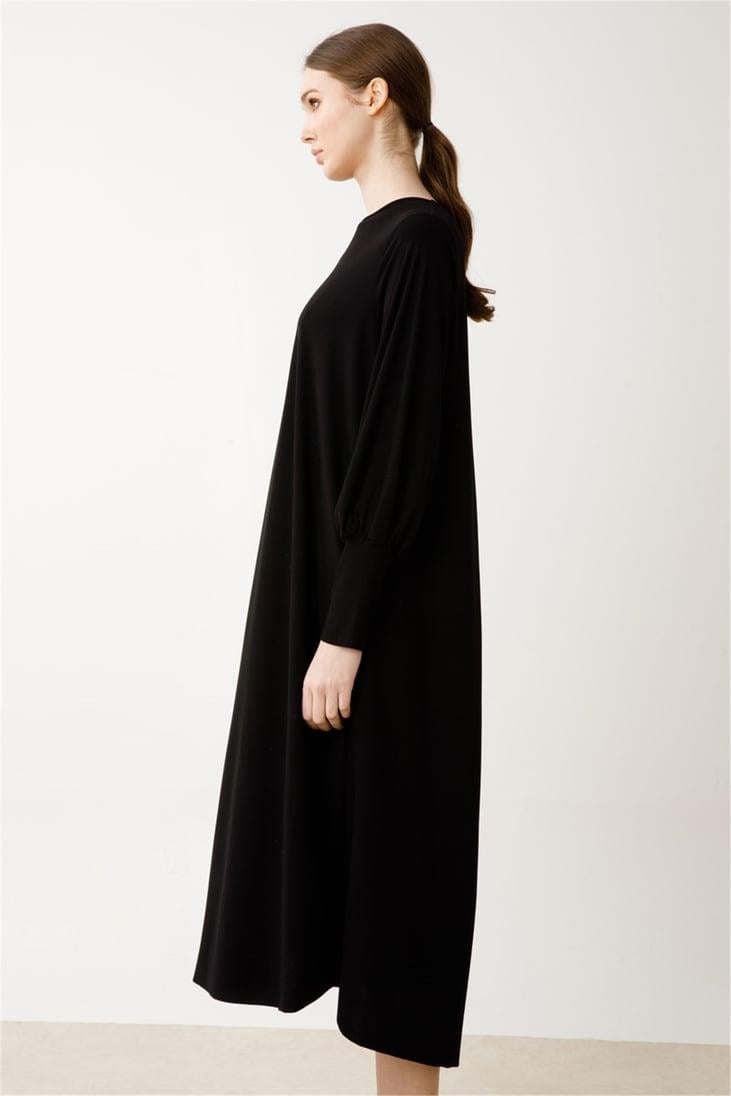 KREP JARSE KOLLARI MANŞETLİ A FORM ELBİSE