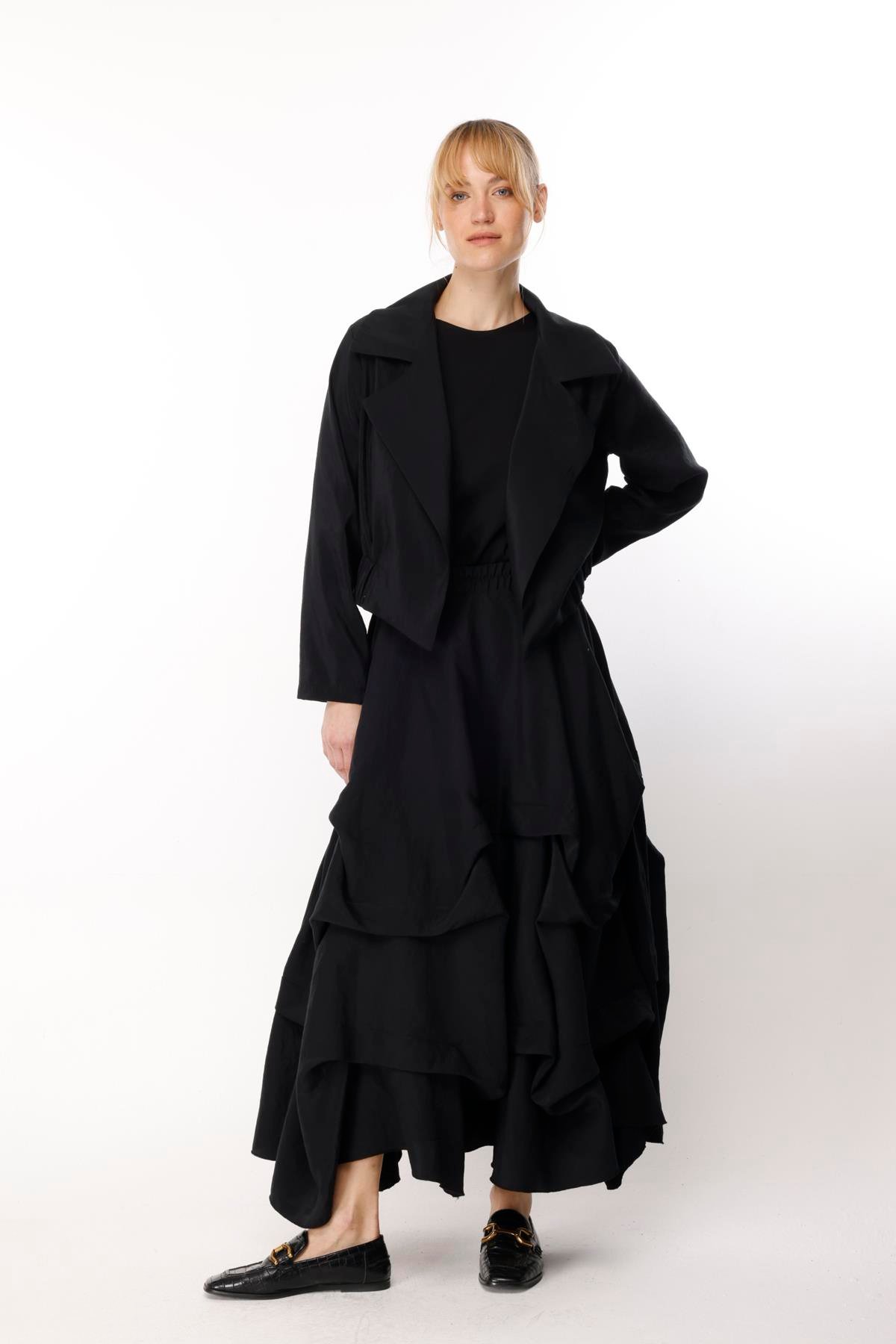 PARAŞÜT DAĞINIK KIRMA PİLELİ LASTİKLİ ETEK