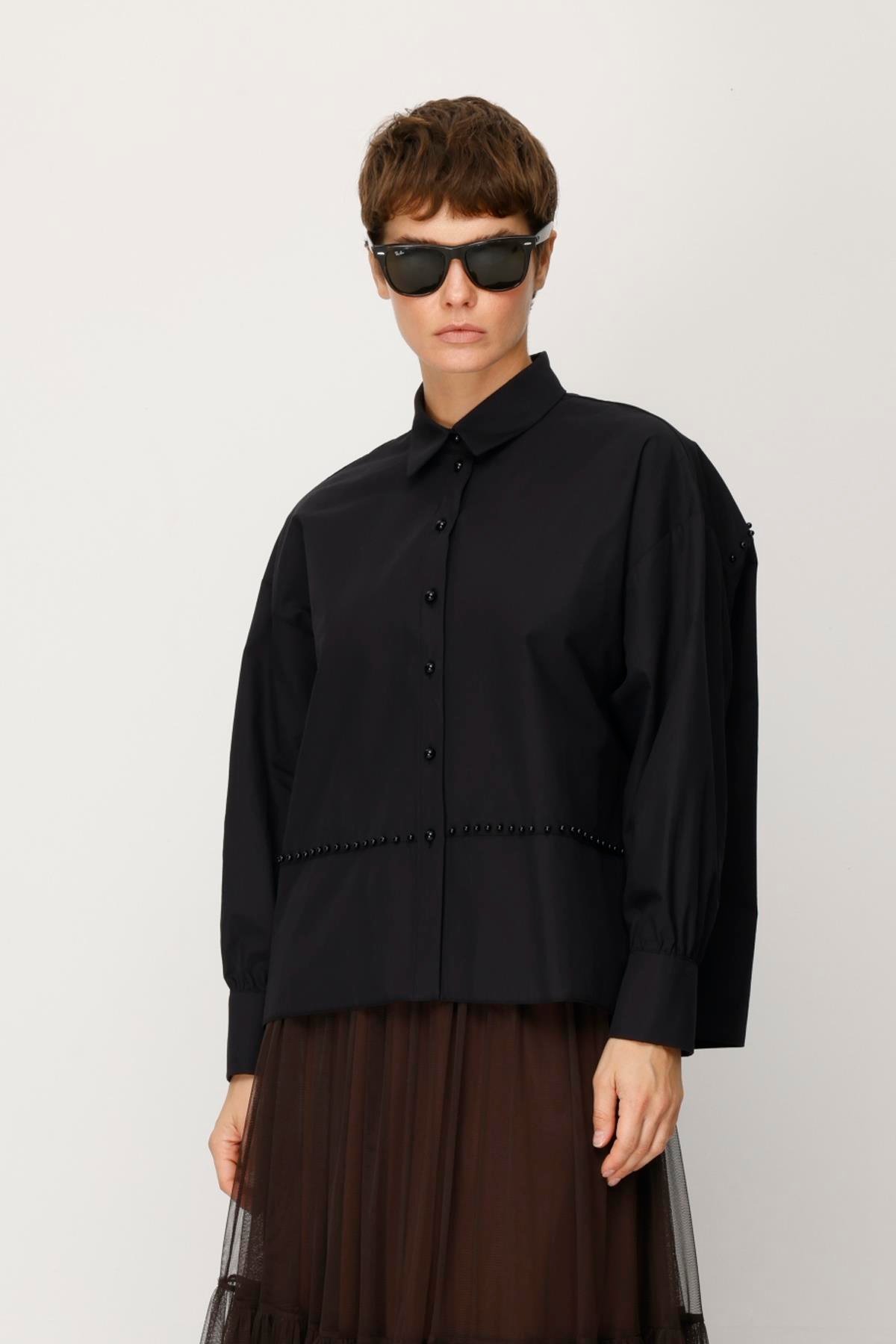 POPLİN İNCİLİ GÖMLEK