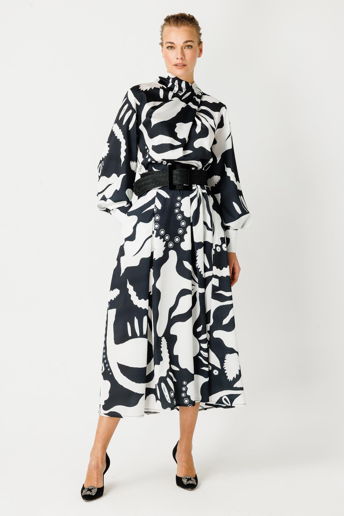 SATEN MODERN TIRTIKLI YAPRAKLI PİLELİ ETEK