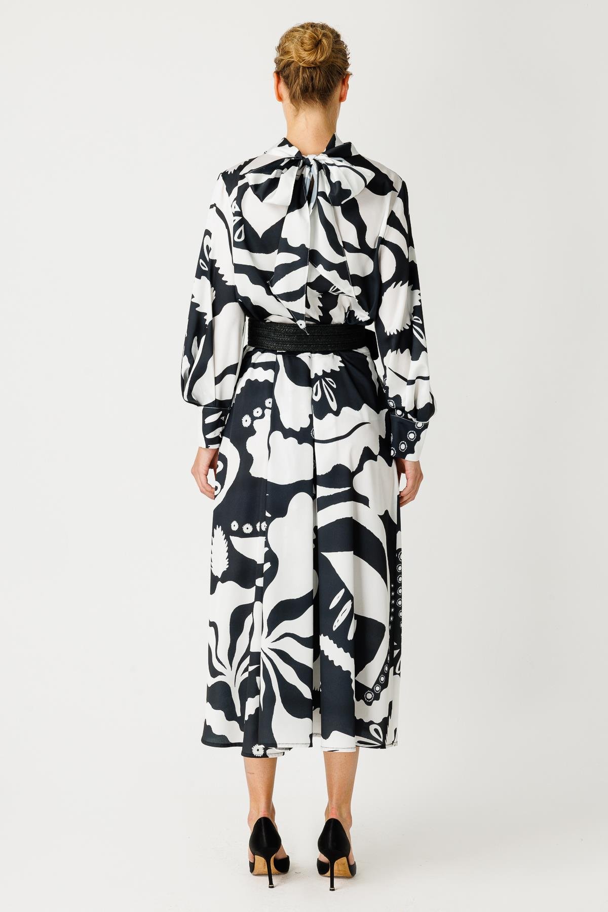 SATEN MODERN TIRTIKLI YAPRAKLI PİLELİ ETEK