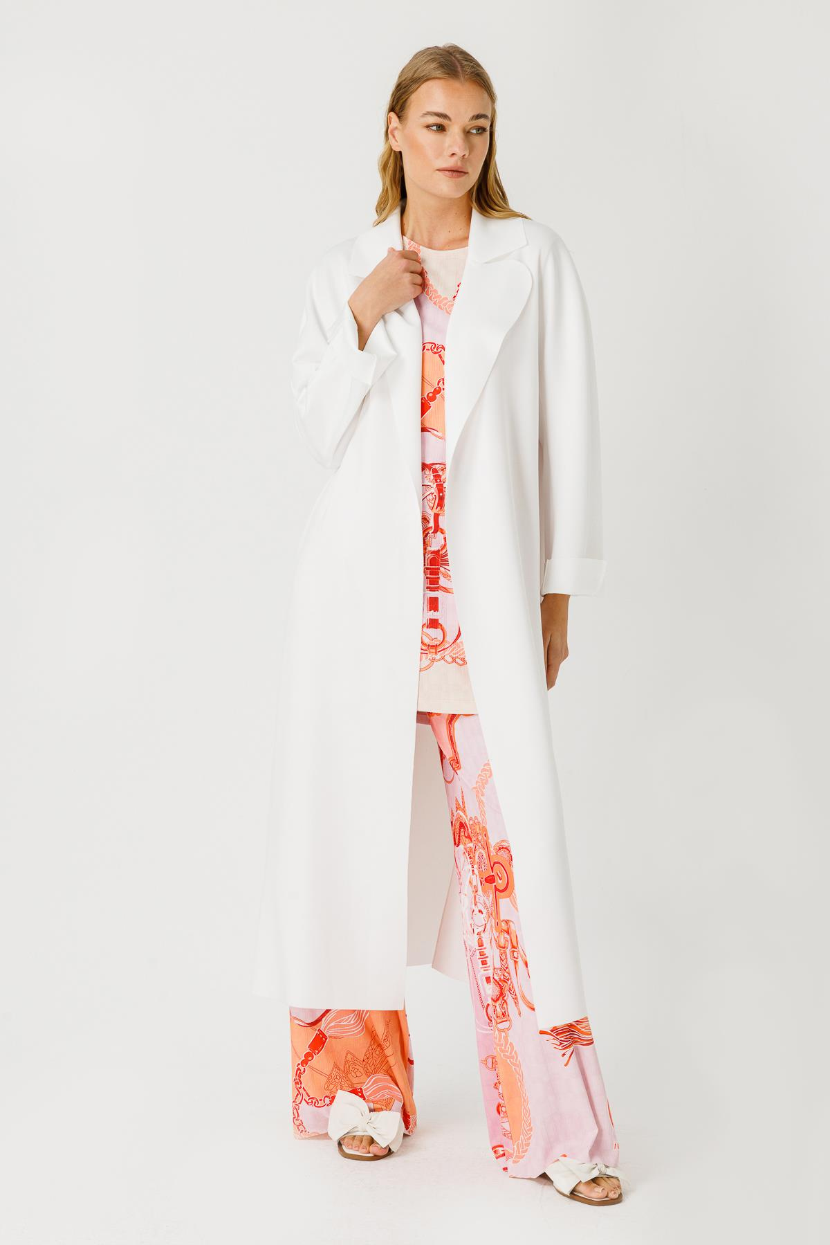 SCUBA ARKASI YIRTMAÇLI UZUN CEKET