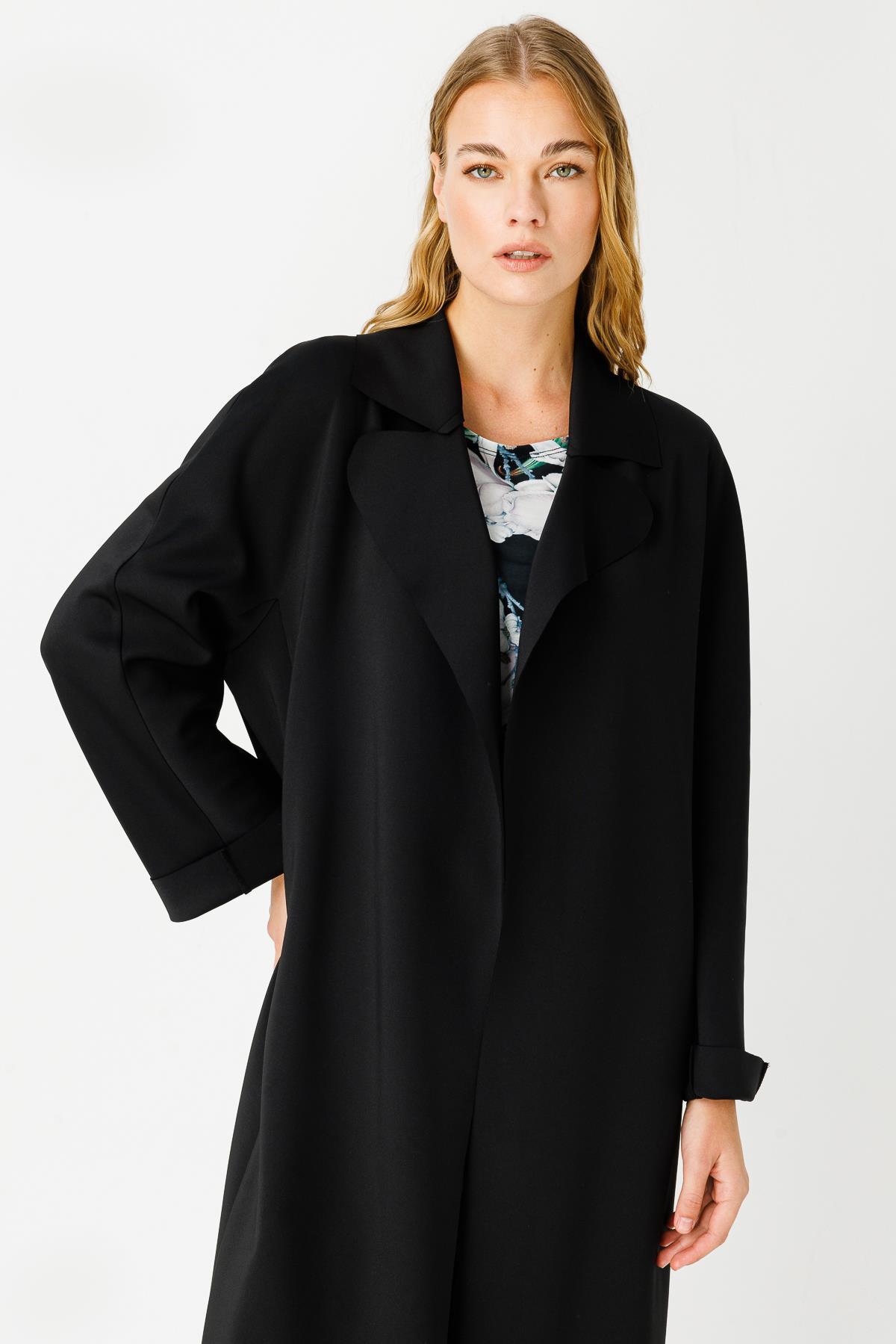 SCUBA ARKASI YIRTMAÇLI UZUN CEKET