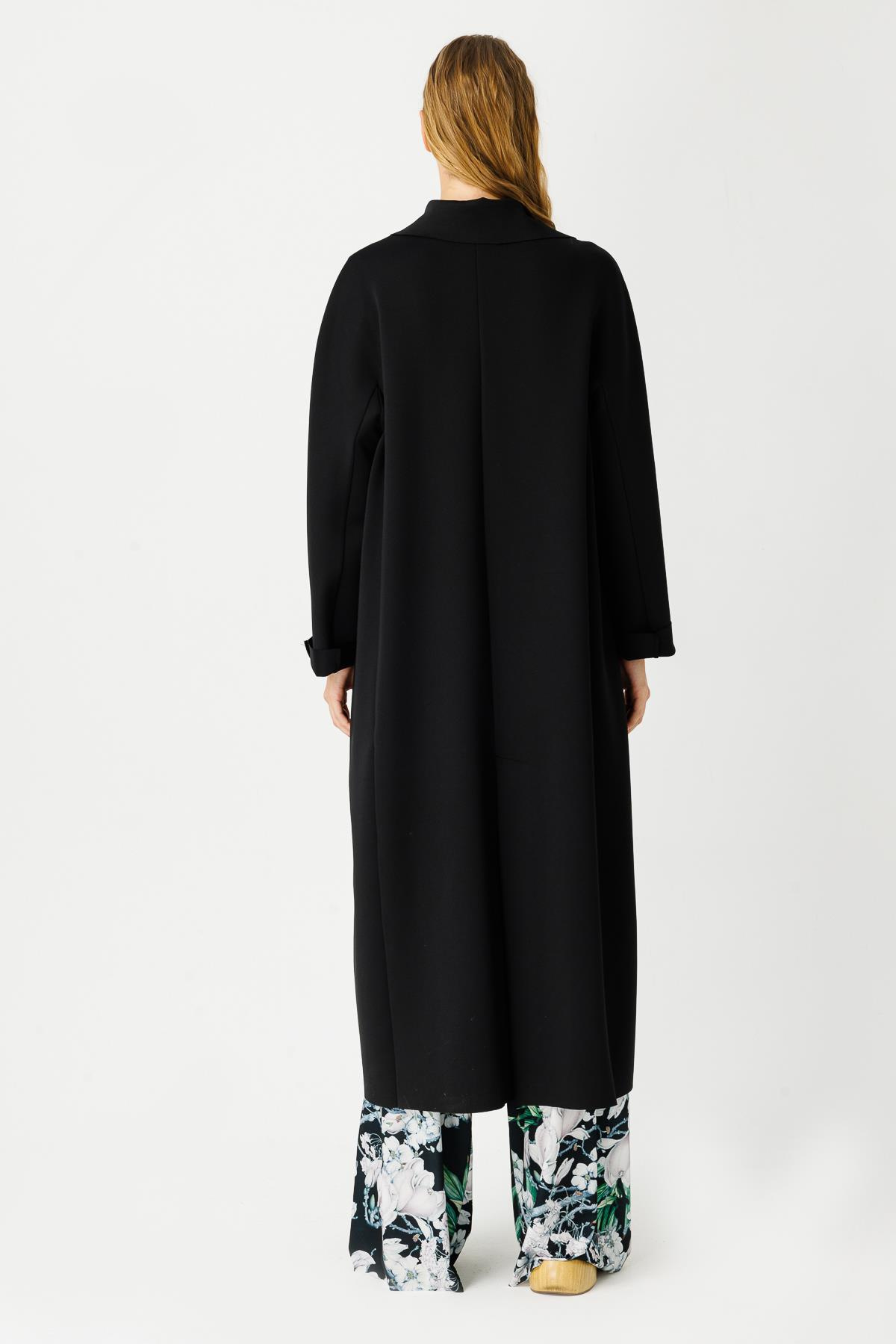 SCUBA ARKASI YIRTMAÇLI UZUN CEKET