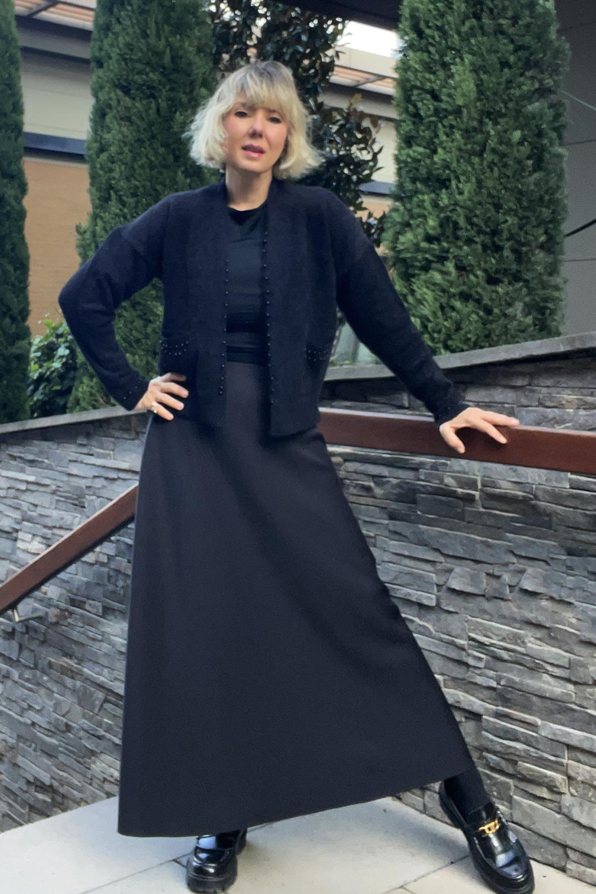 SCUBA BELİ LASTİKLİ EVAZE ETEK