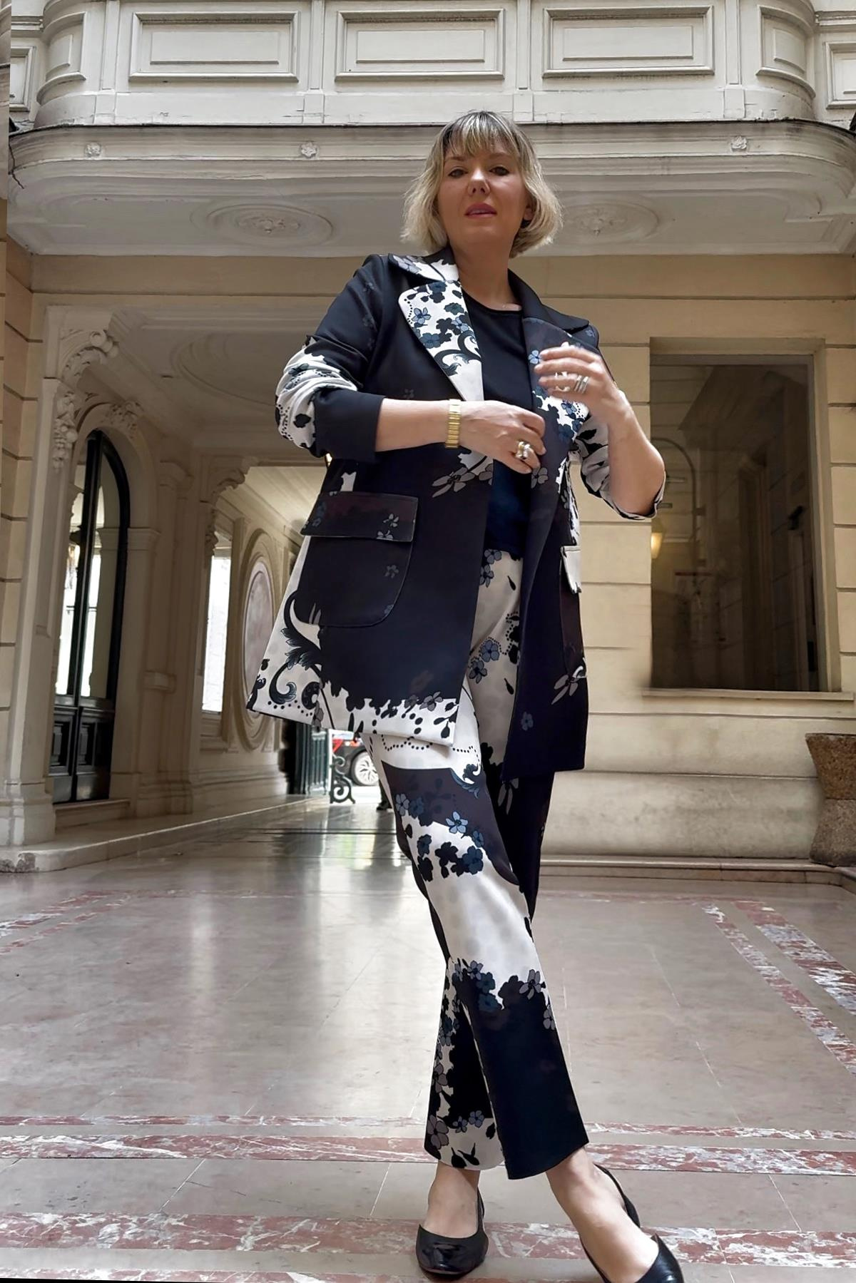 SCUBA BOHEMIAN BASKILI YANDAN CEPLİ PANTOLON