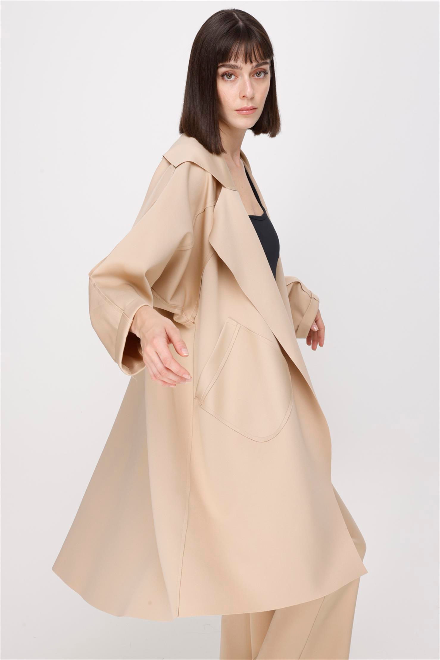 SCUBA BÜYÜK YAKALI YANDAN CEPLİ CEKET