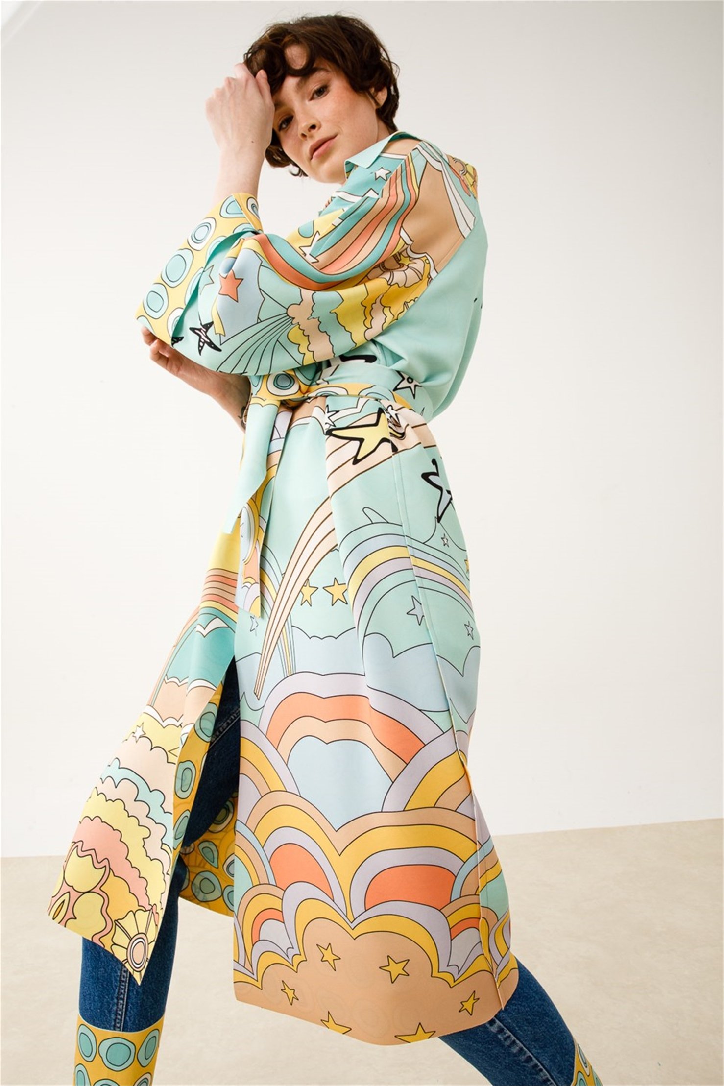 SCUBA GÖKKUŞAĞI YILDIZ DESEN ÜSTTEN DİKİŞLİ  CEKET