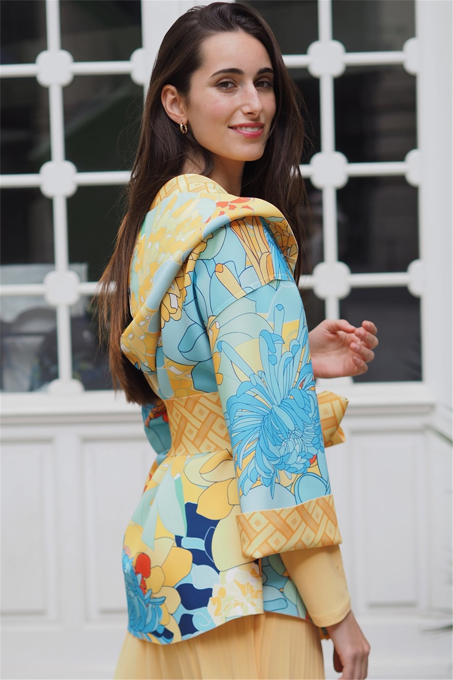 SCUBA  THIN LEAF COLOURED PRINT HOODED SHORT JACKET