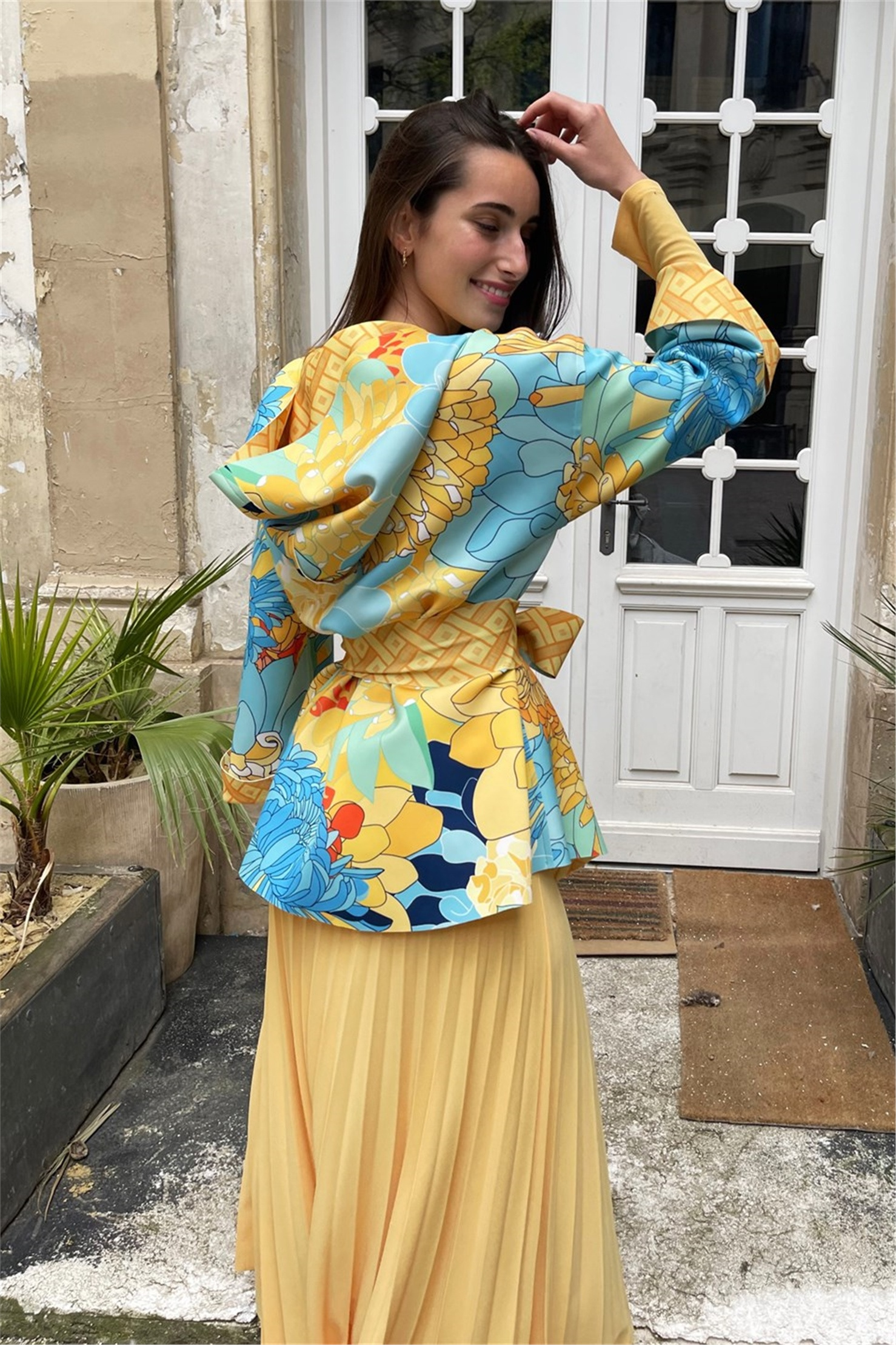 SCUBA  THIN LEAF COLOURED PRINT HOODED SHORT JACKET