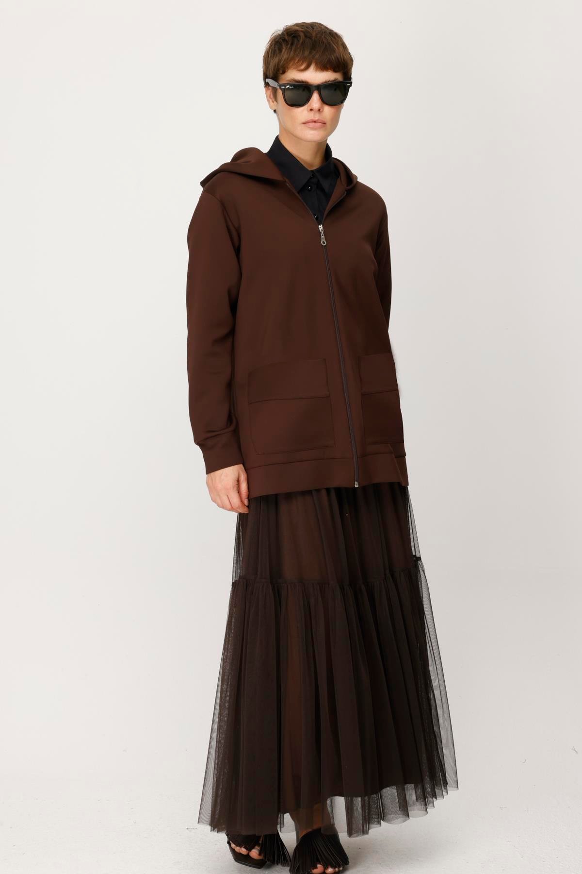 SCUBA KISA KAPŞONLU CEPLİ  ÖNDEN FERMUARLI CEKET