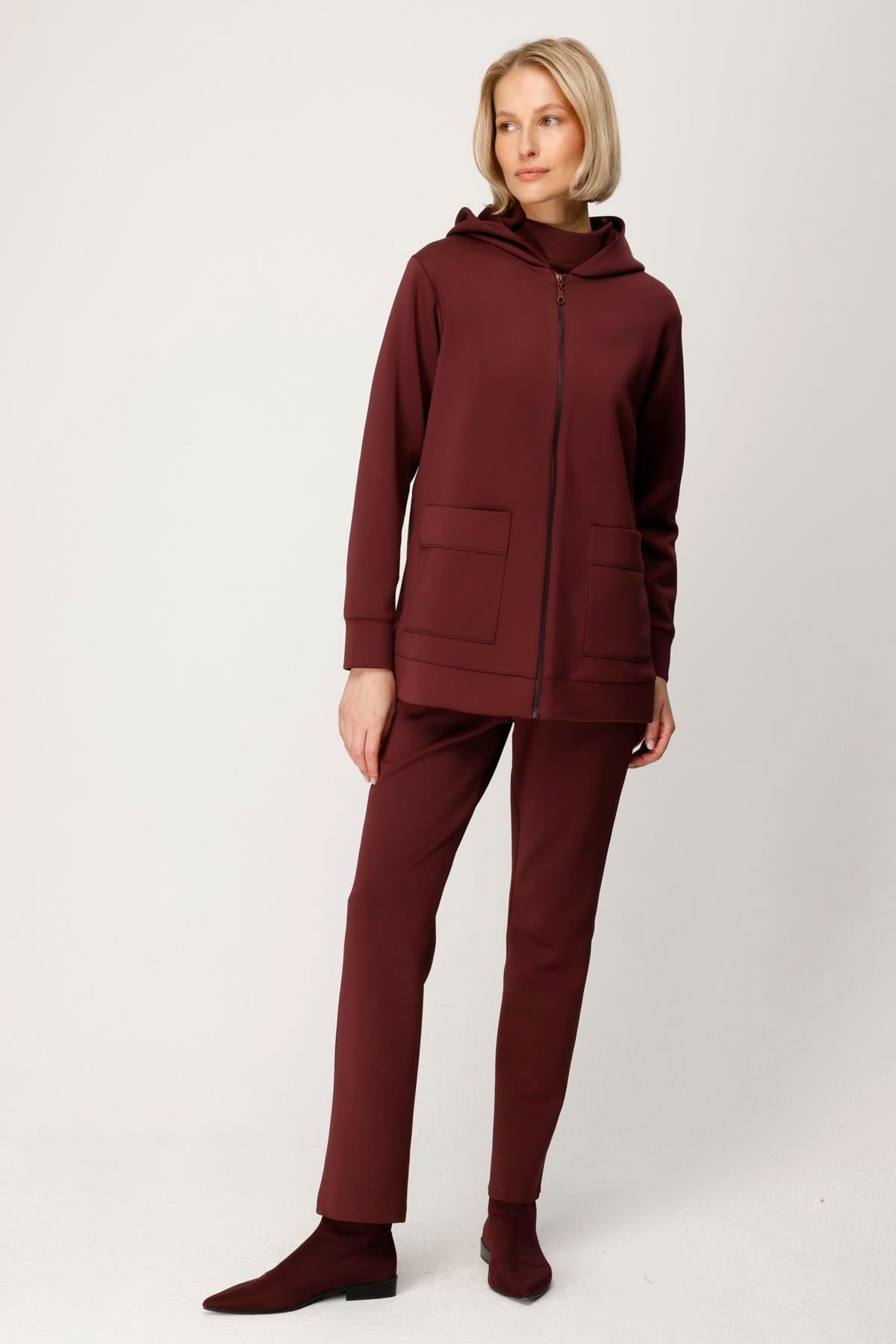 SCUBA KISA KAPŞONLU ÜSTTEN CEPLİ FERMUARLI SWEATSHIRT