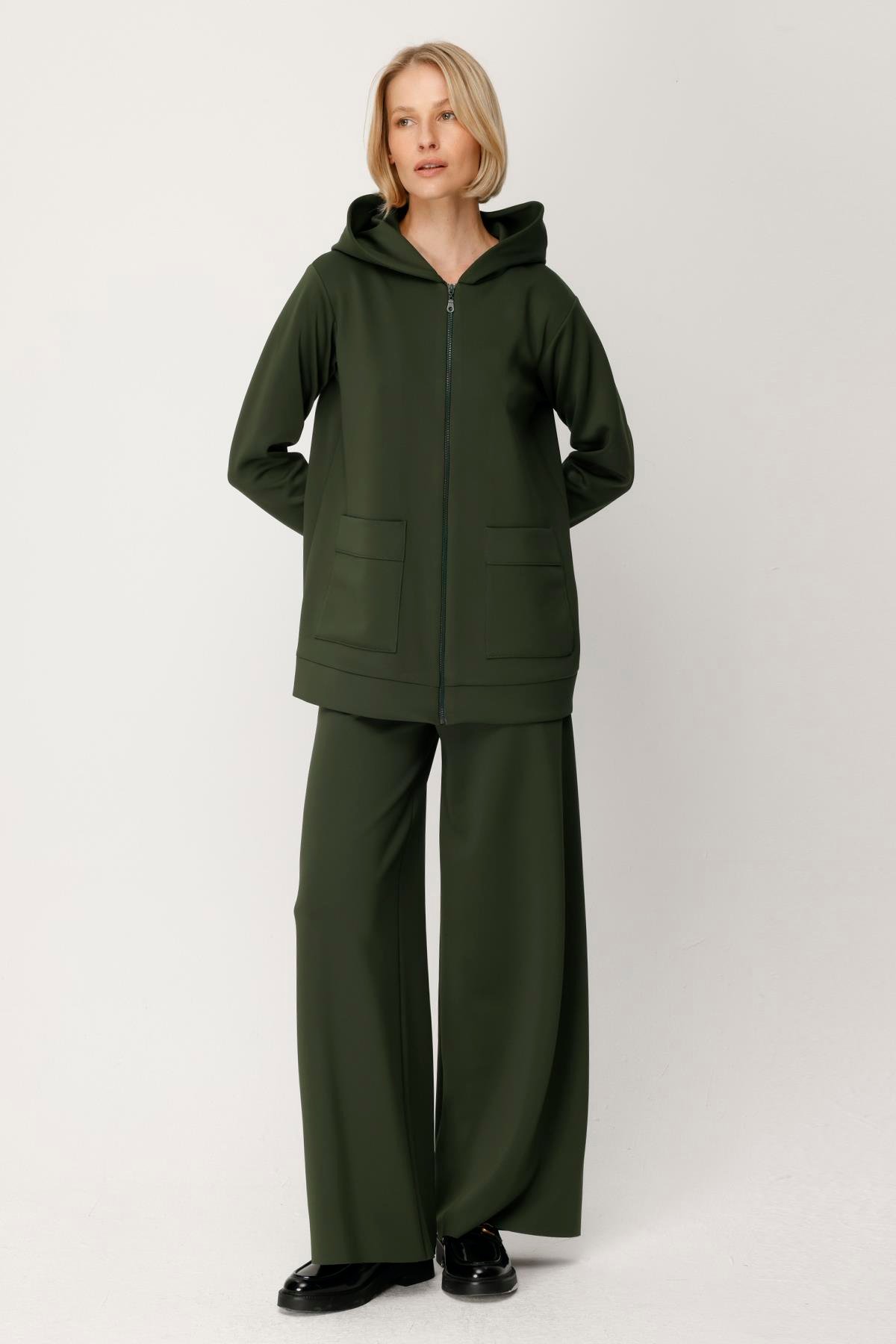 SCUBA KISA KAPŞONLU ÜSTTEN CEPLİ FERMUARLI SWEAT