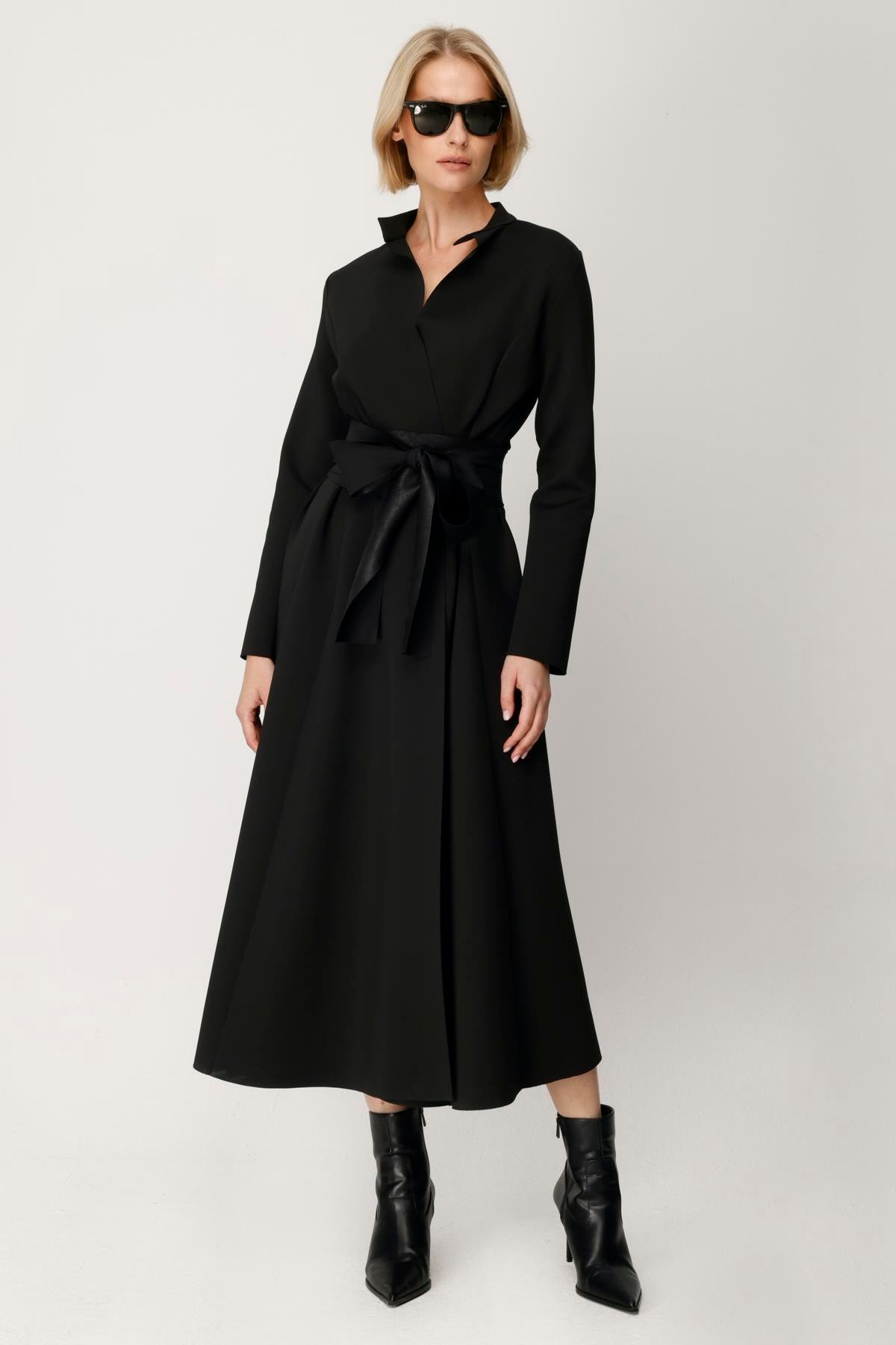 SCUBA KUPLU VE KEMERLI UZUN CEKET