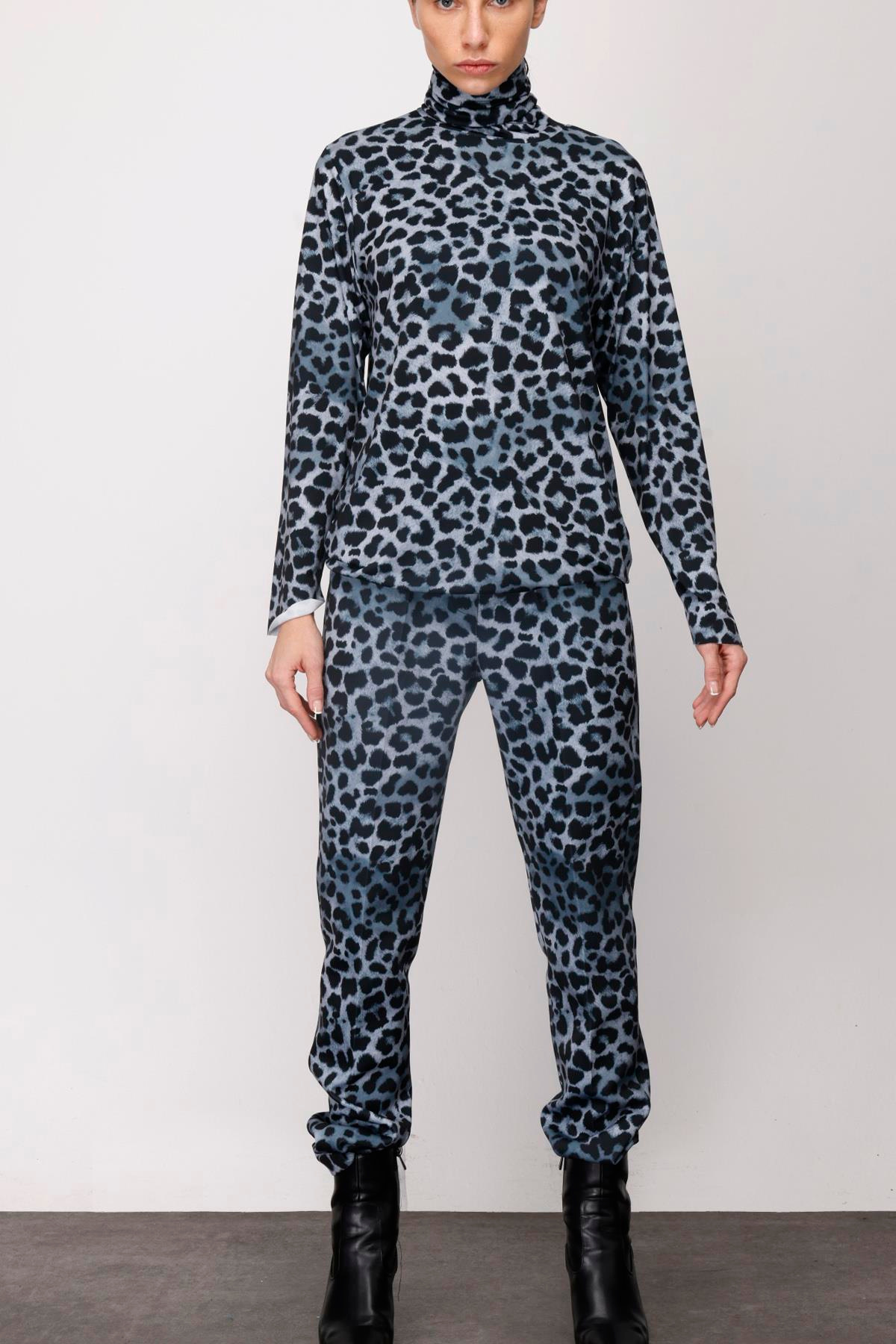 SCUBA LEOPAR DESENLİ YANDAN CEPLİ LASTİKLİ PANTOLON