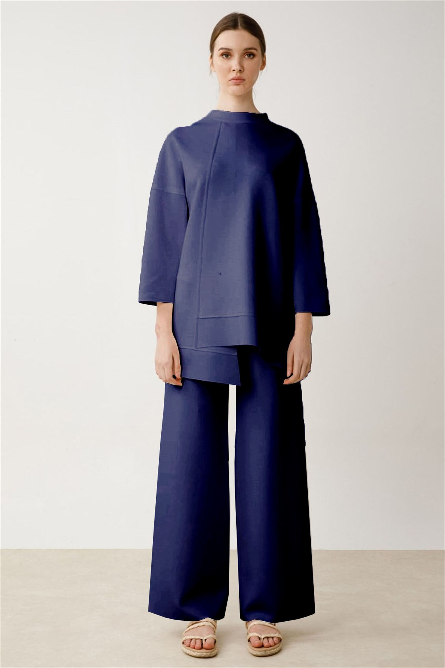 SCUBA ÖNDEN PARÇALI DEGAJE YAKALI TUNİK