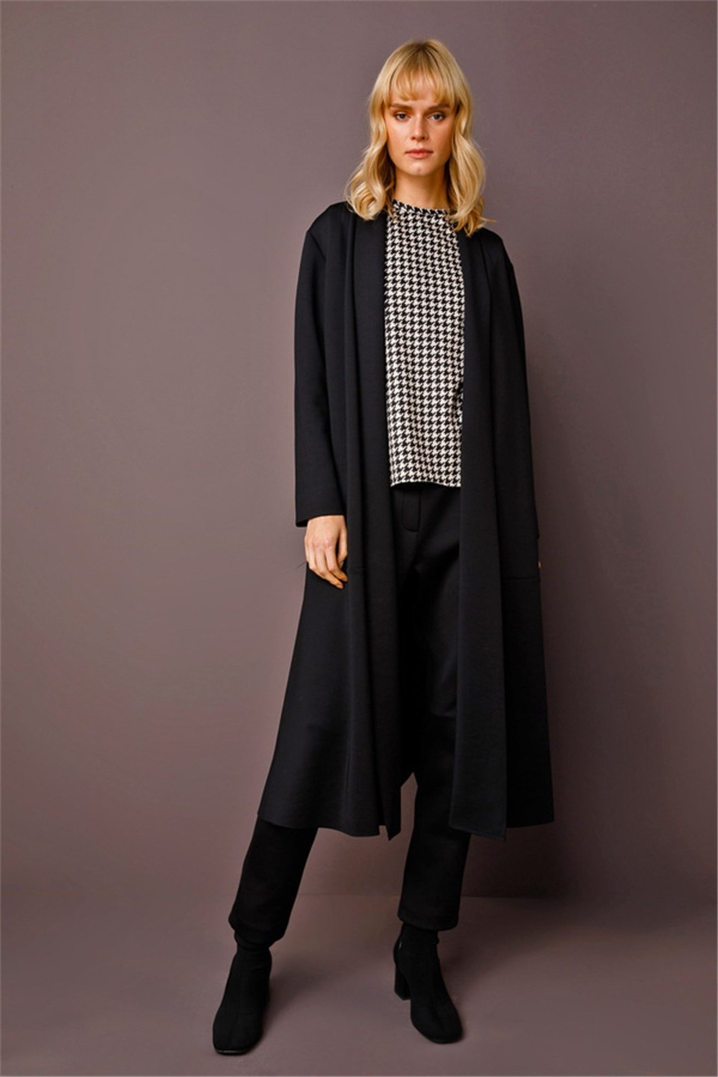 SCUBA SHAWL COLLAR DETAILED MAXI JACKET