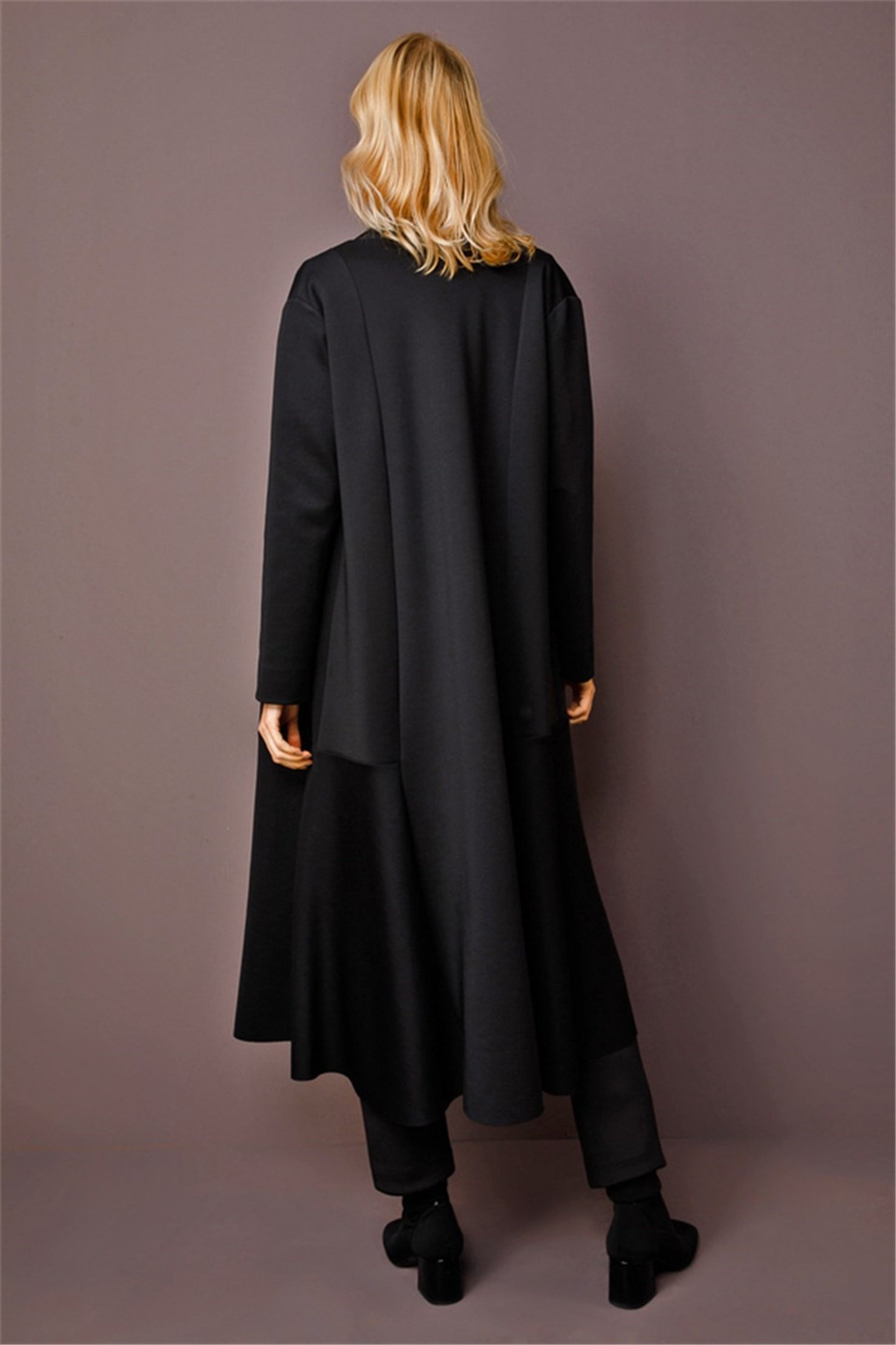 SCUBA SHAWL COLLAR DETAILED MAXI JACKET