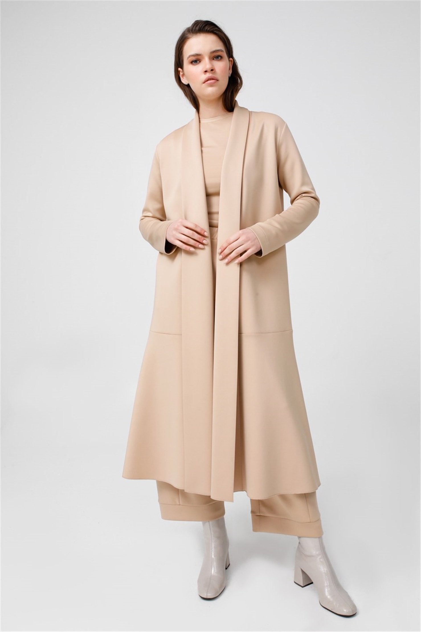 SCUBA SHAWL COLLAR DETAILED MAXI JACKET