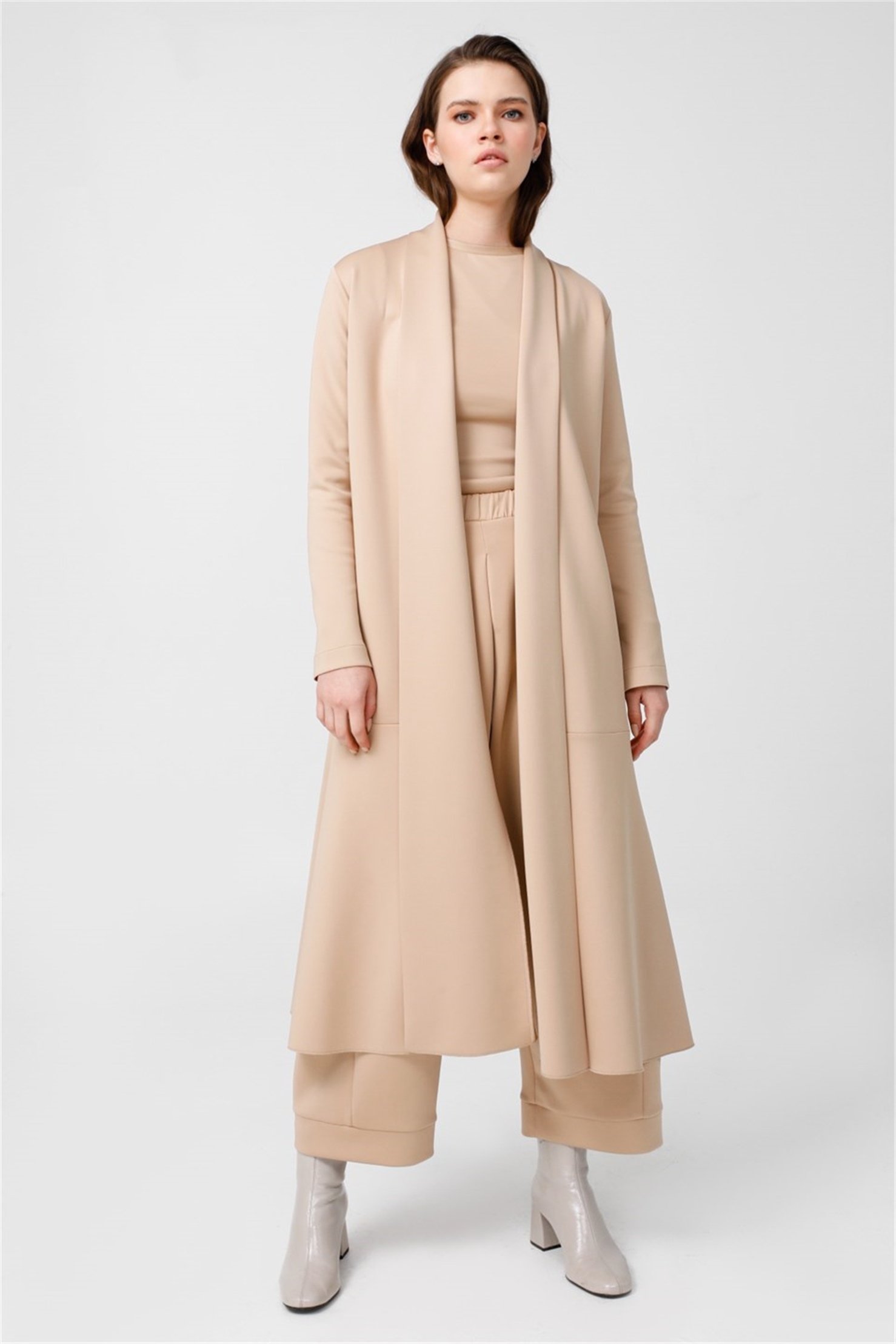 SCUBA SHAWL COLLAR DETAILED MAXI JACKET