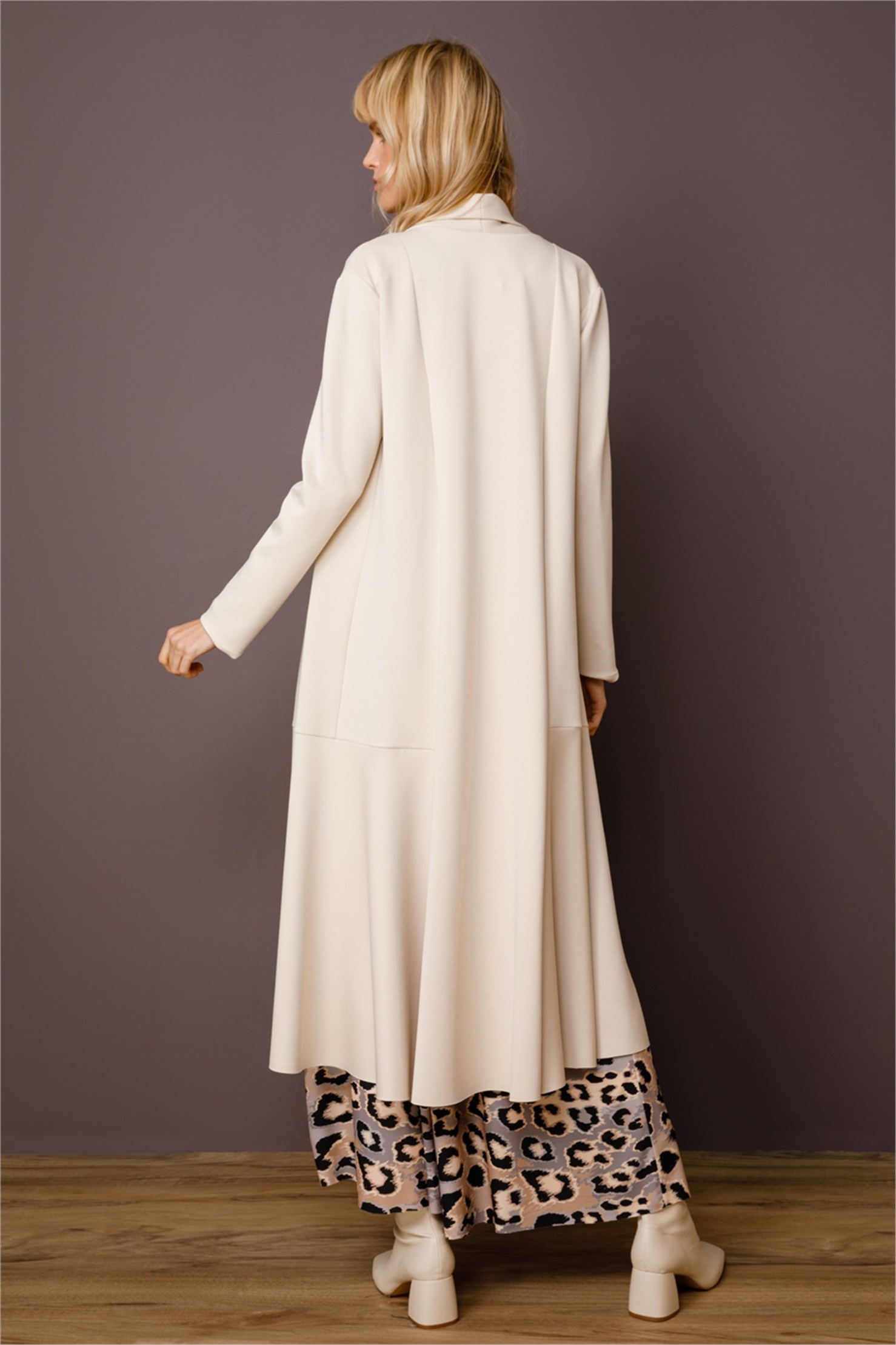 SCUBA SHAWL COLLAR DETAILED MAXI JACKET