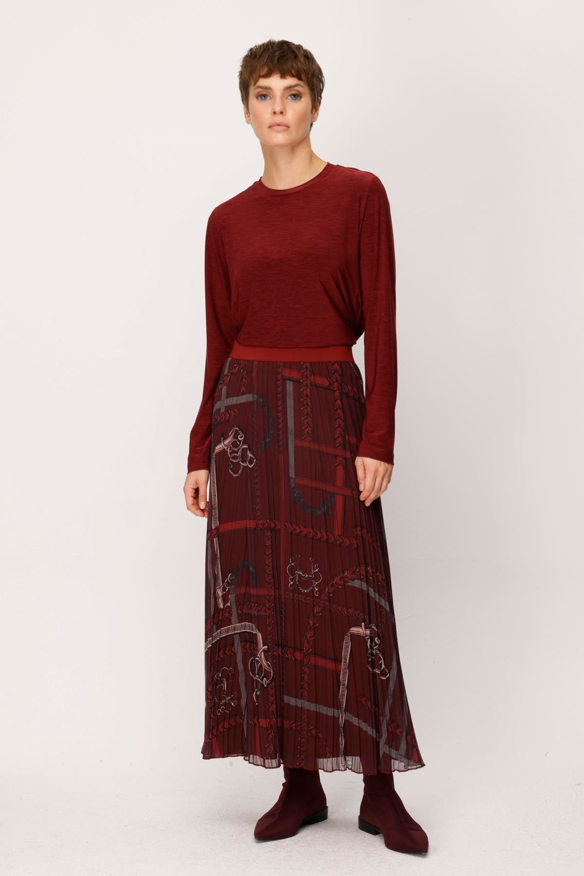 ŞİFON KEMENT TOKALI KROŞKİ PLİSE ETEK