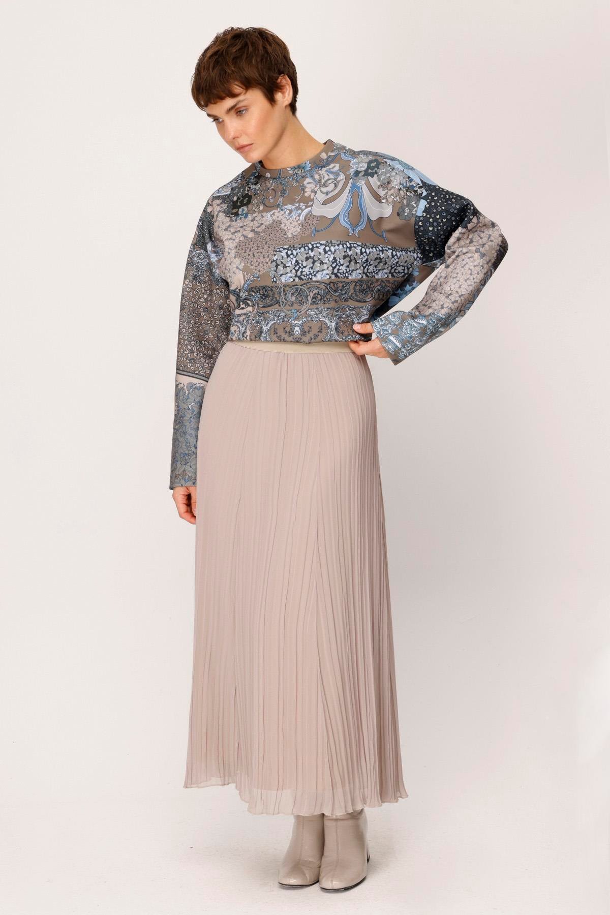 ŞİFON KROŞKİ PLİSE ETEK