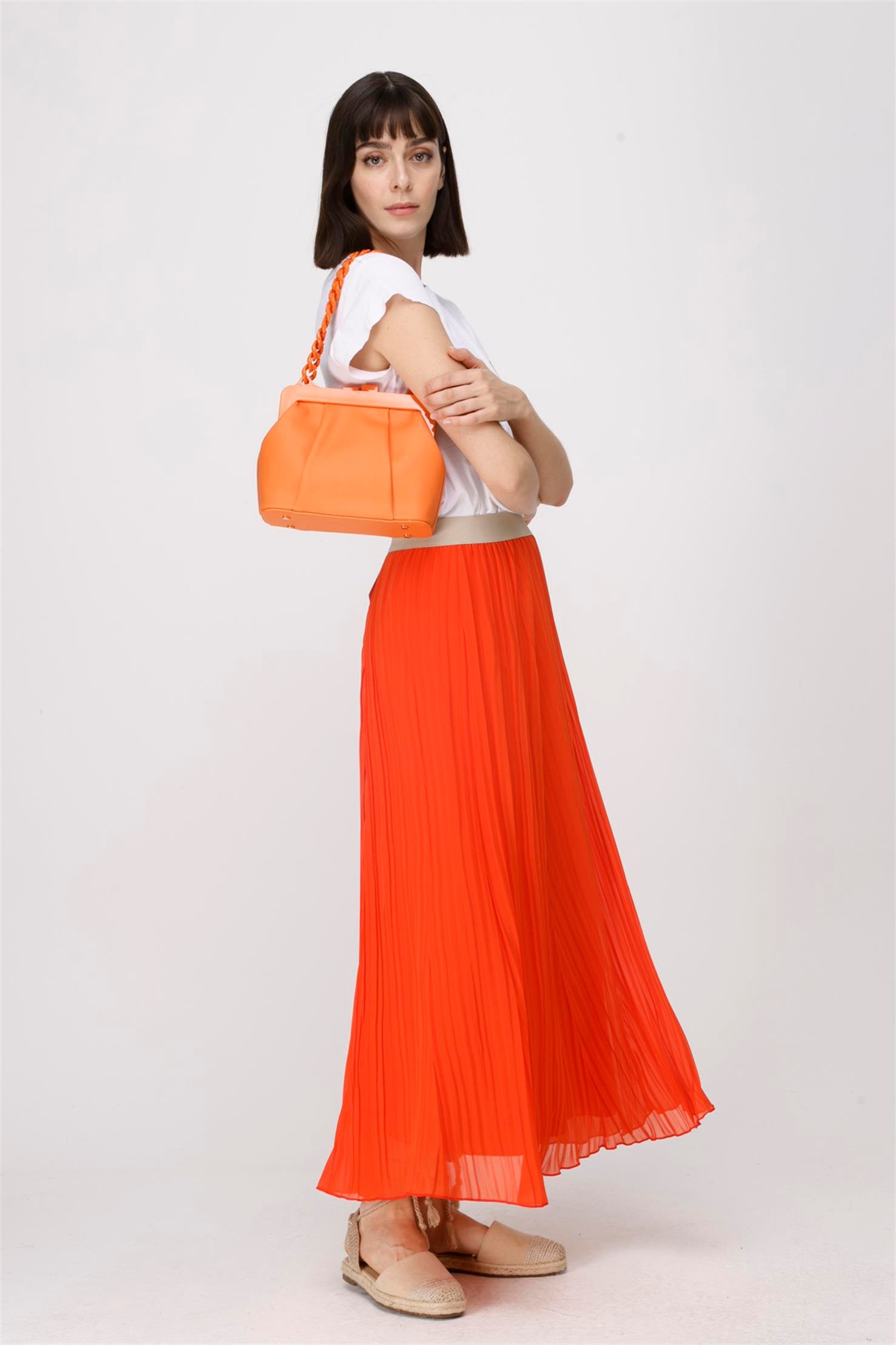 ŞİFON KROŞKİ PLİSE ETEK