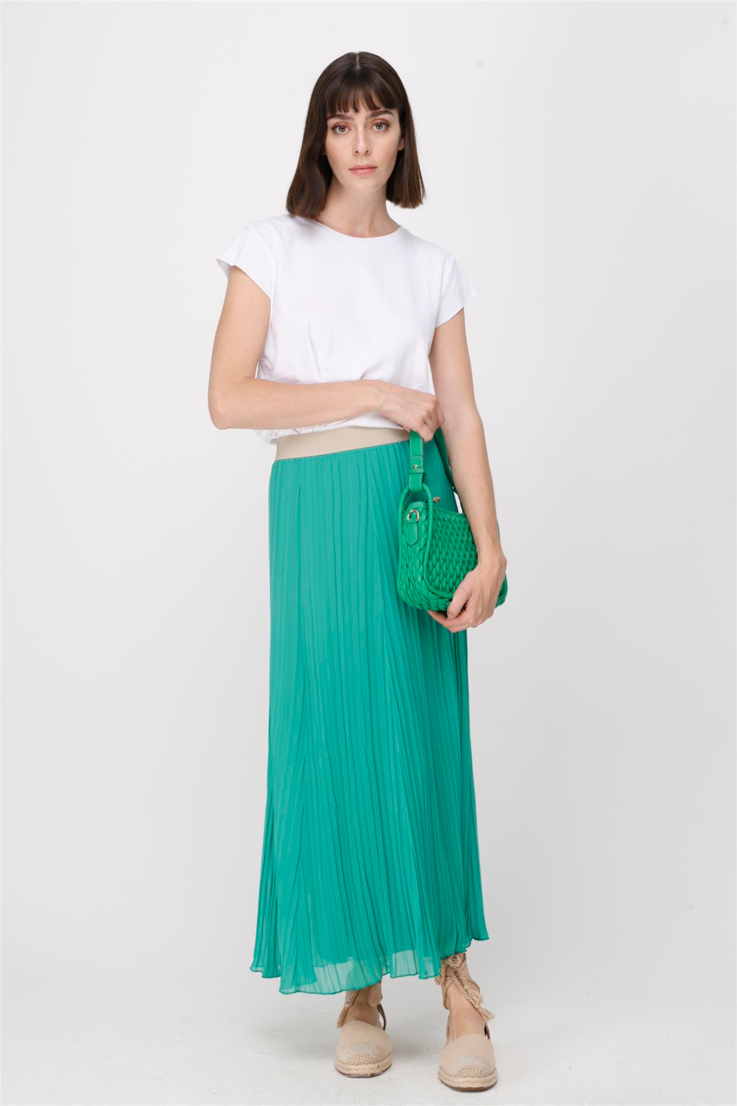 ŞİFON KROŞKİ PLİSE ETEK