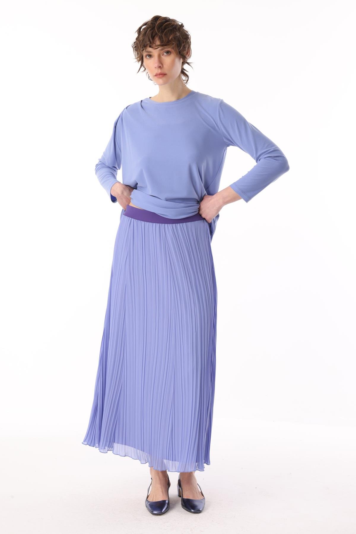 ŞİFON KROŞKİ PLİSE ETEK