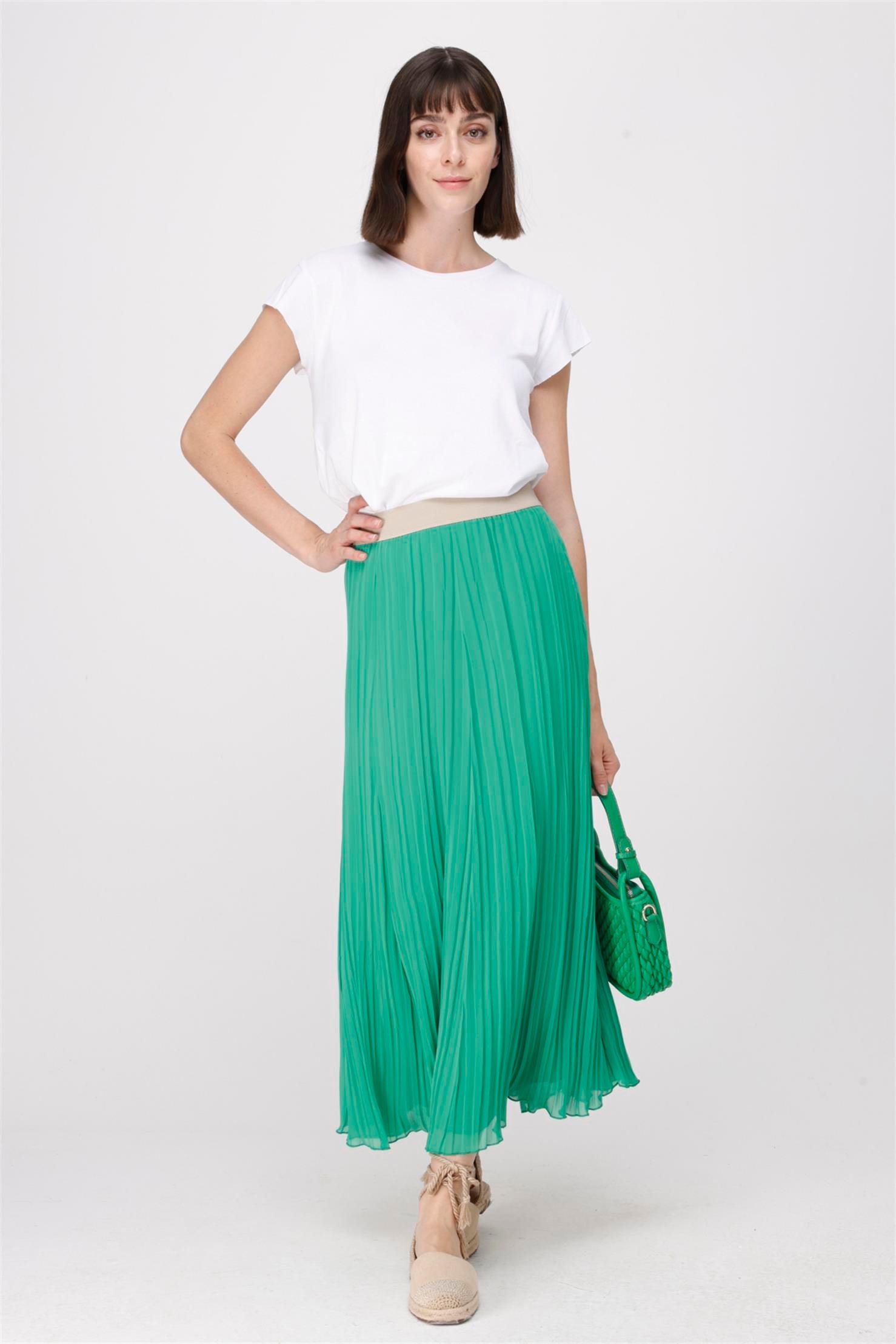 ŞİFON KROŞKİ PLİSE ETEK