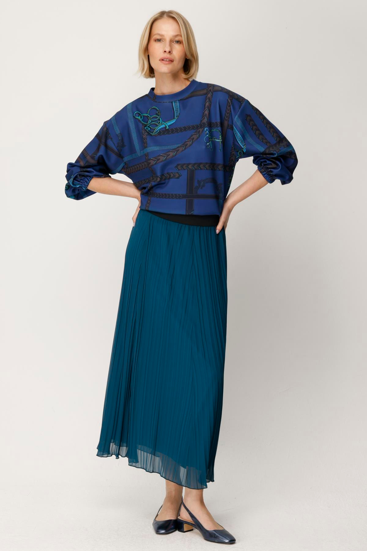 ŞİFON KROŞKİ PLİSE ETEK