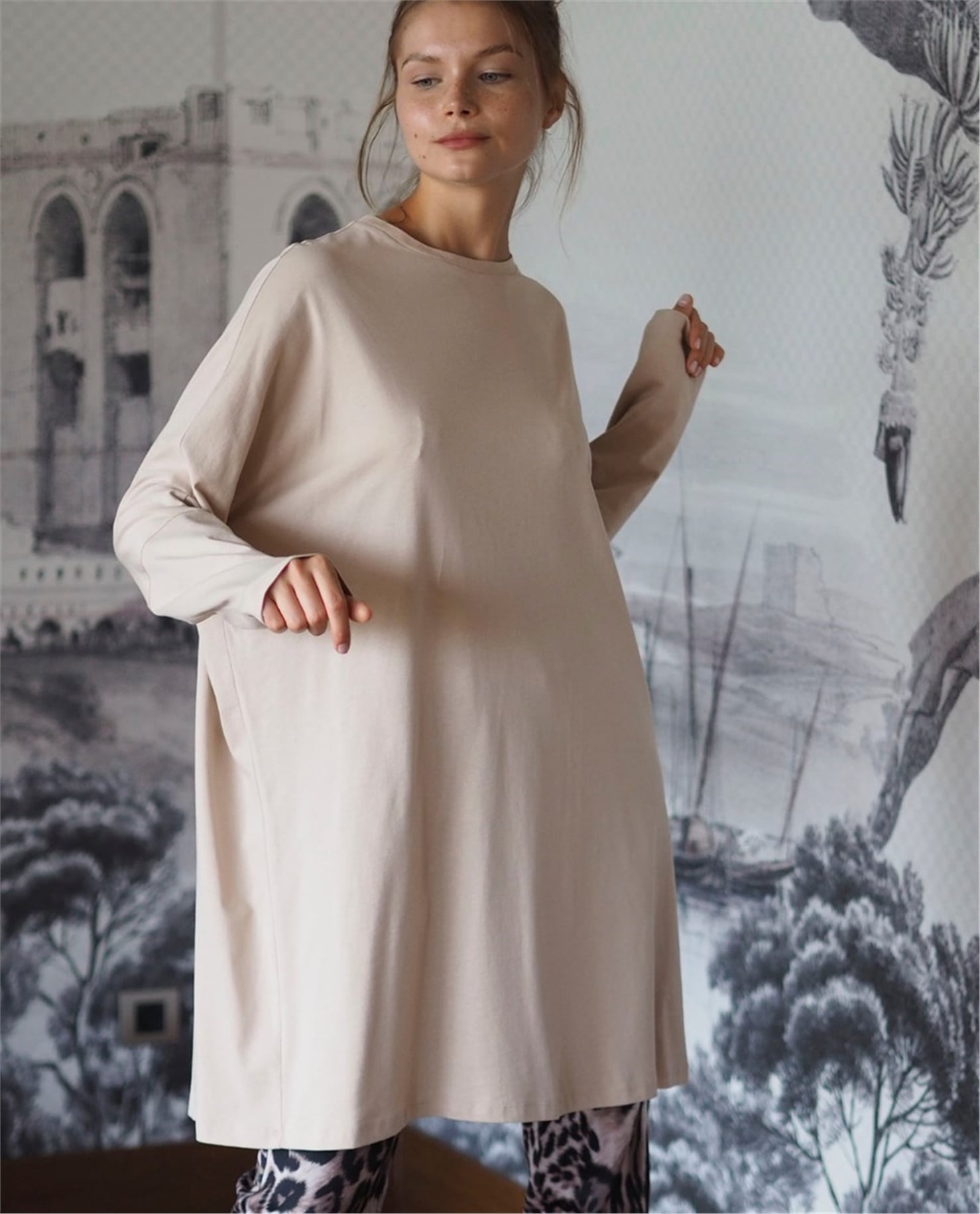SİMPLİCİTY COTTON YARASA KOL BOL TUNİK