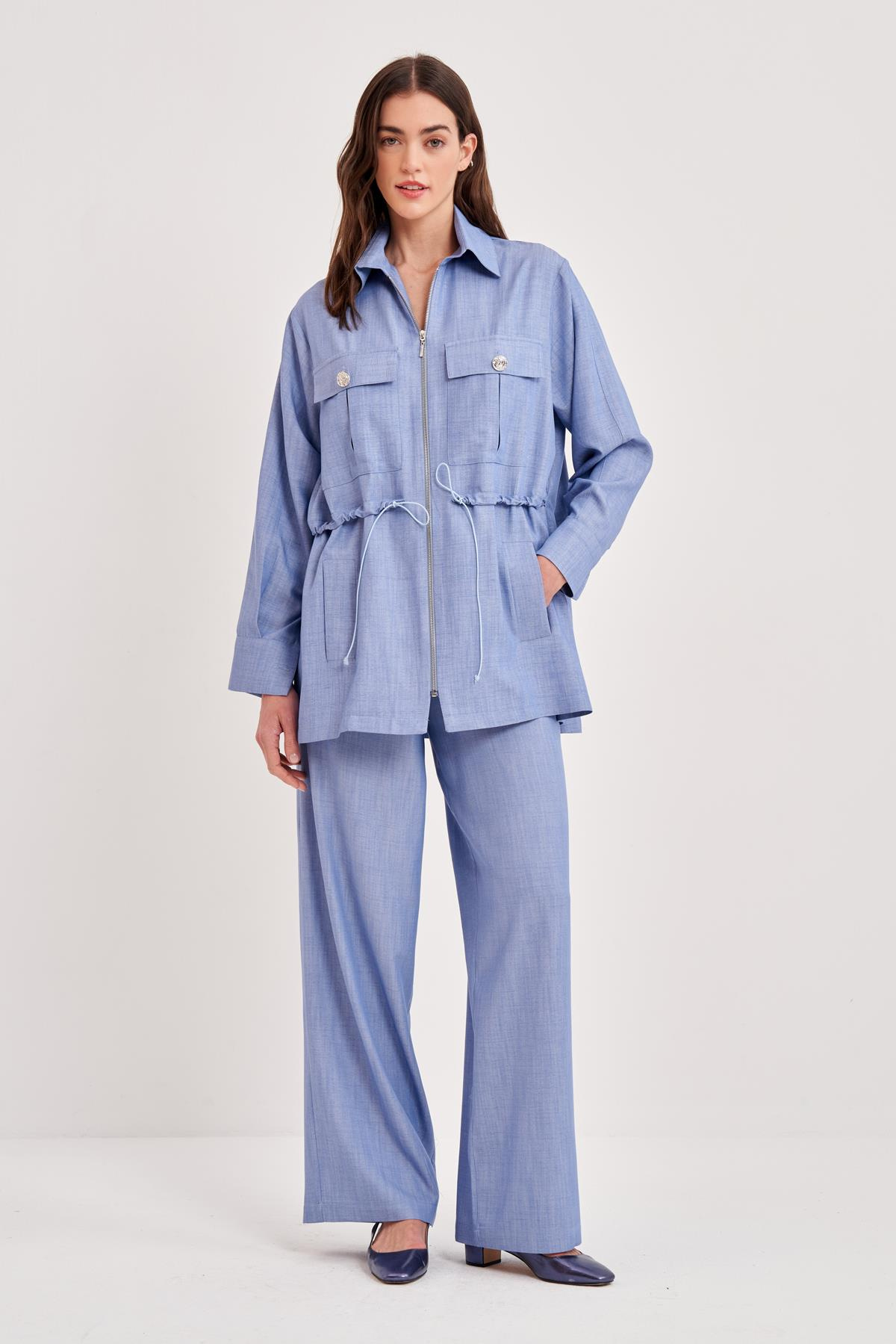 TENCEL VİSKON CEPLİ SAFARİ CEKET