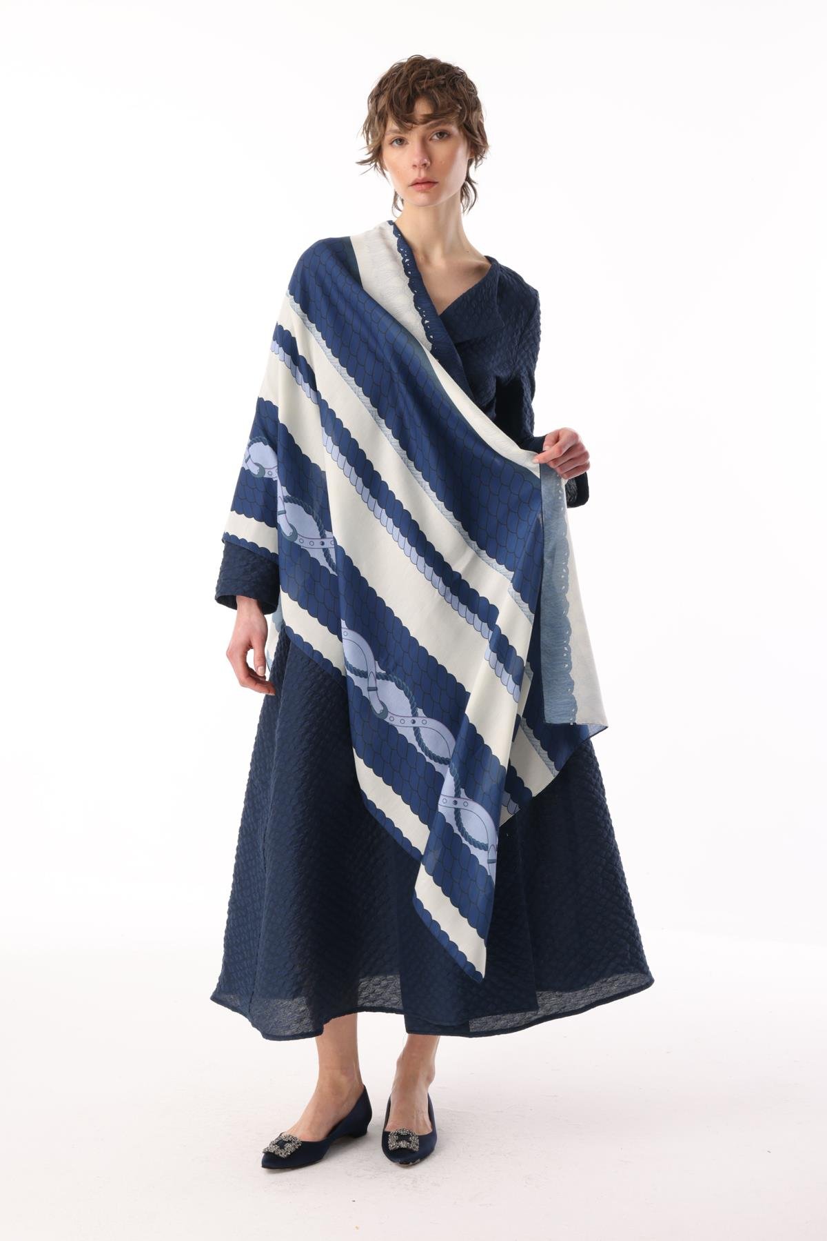 ZİNCİRLİ KARIŞIK HALAT DESENLİ ŞAL 