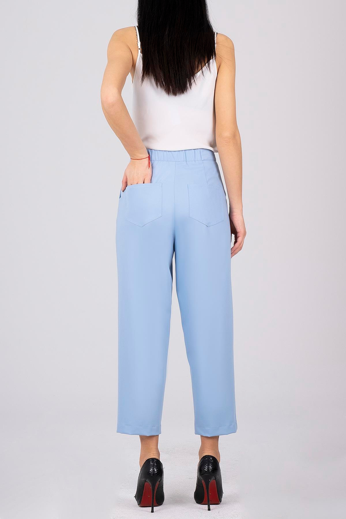 5 Cepli Beli Lastik Detaylı Pantolon