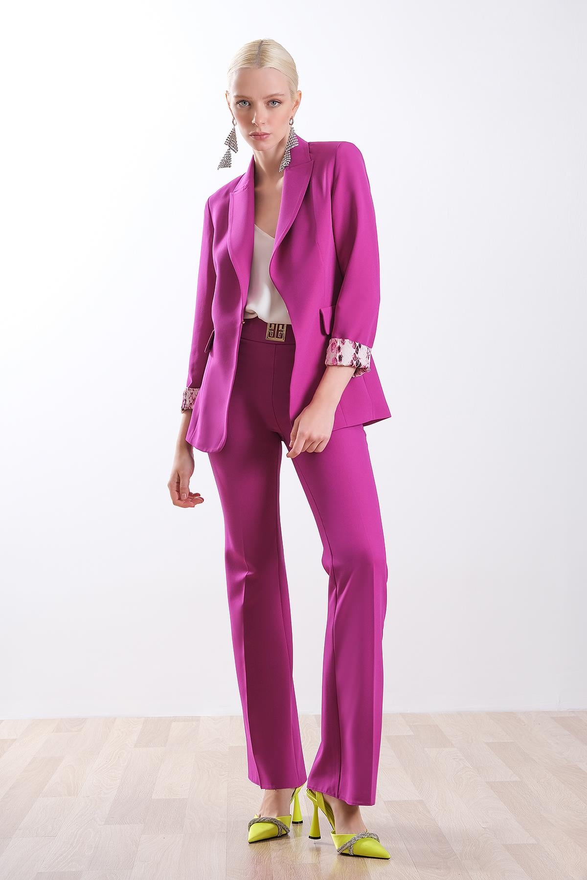 Astarı Desenli Blazer Ceket