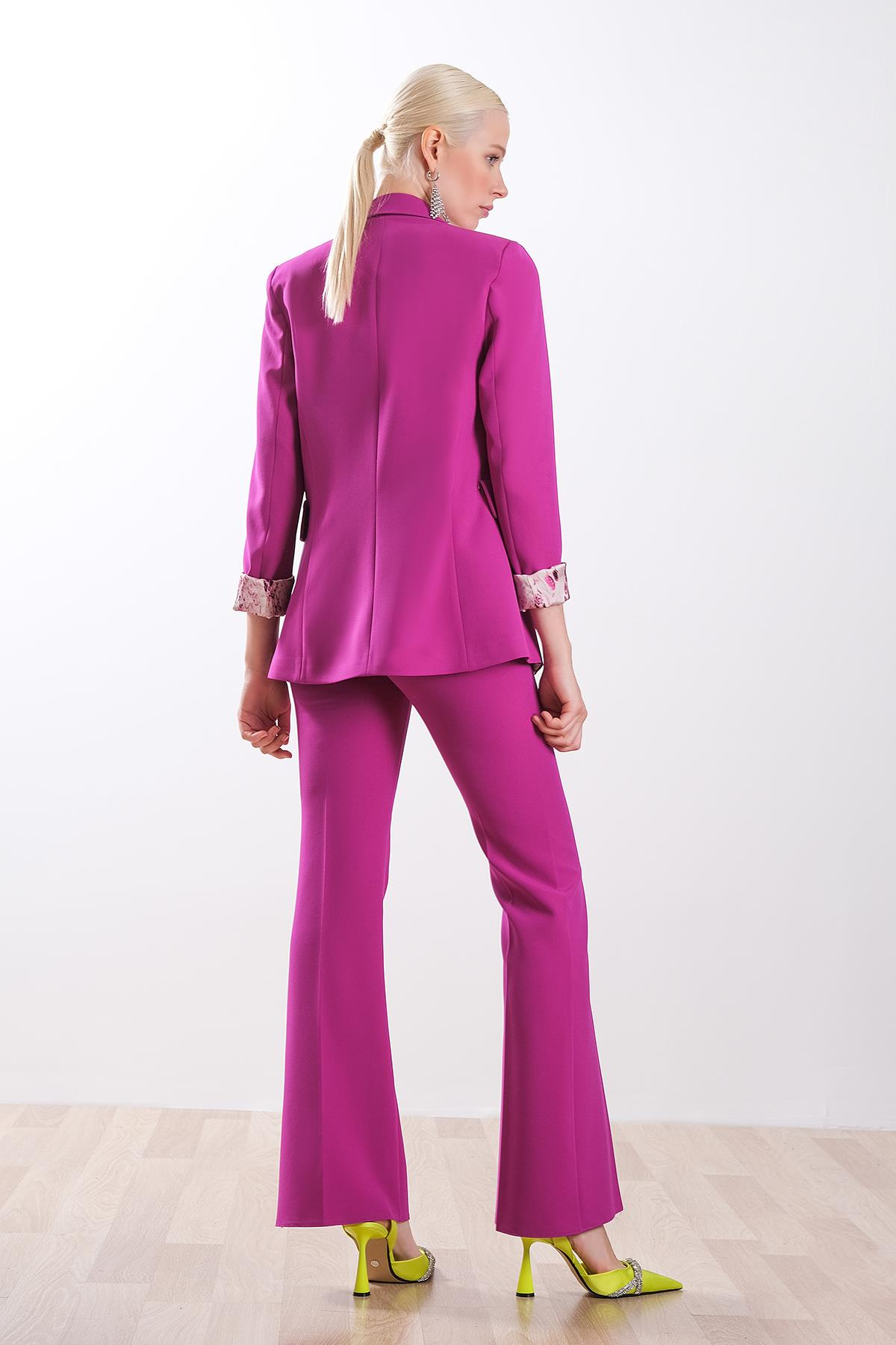 Astarı Desenli Blazer Ceket