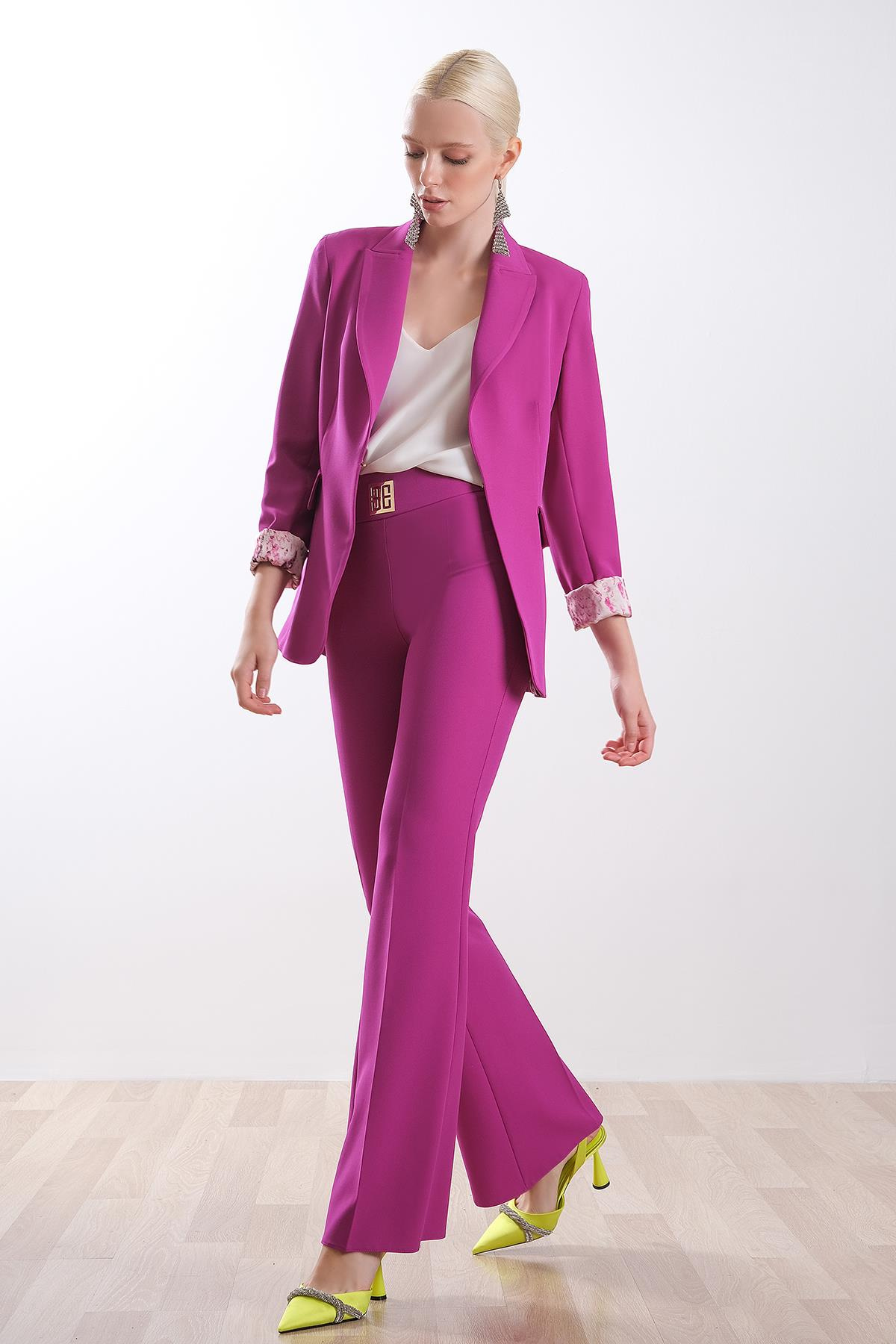 Astarı Desenli Blazer Ceket