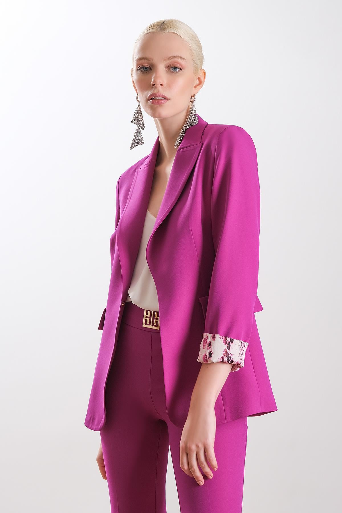 Astarı Desenli Blazer Ceket